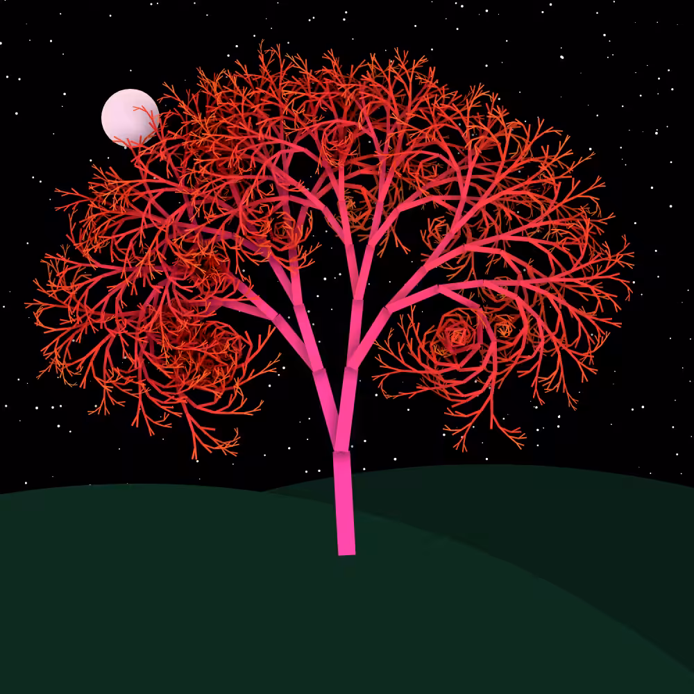 Moonlit Trees of Iterative Fractal Chaos #34