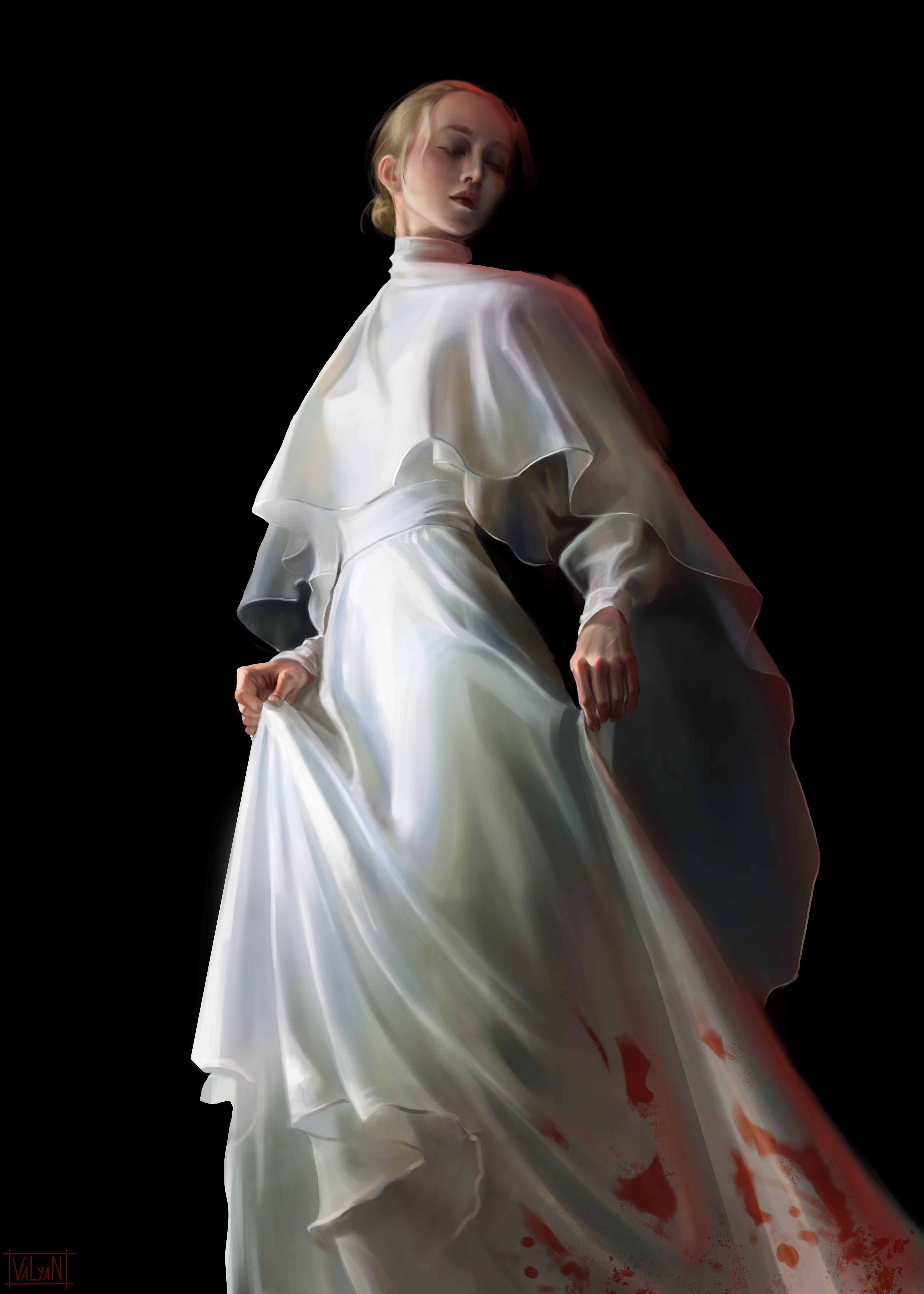 The folds of her dress