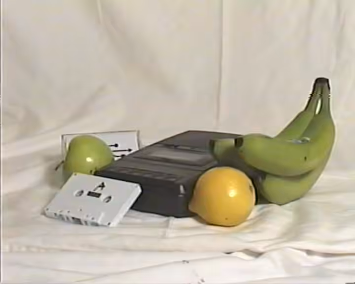 Still Life (RadioShack Cassette Player with Fruit and Blank Tapes), 2015