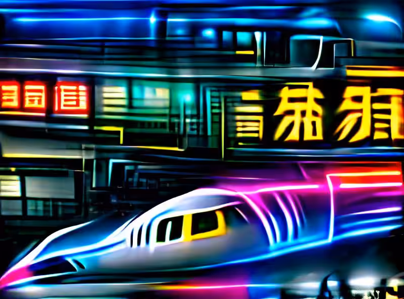 tokyo night neon lights shinkansen