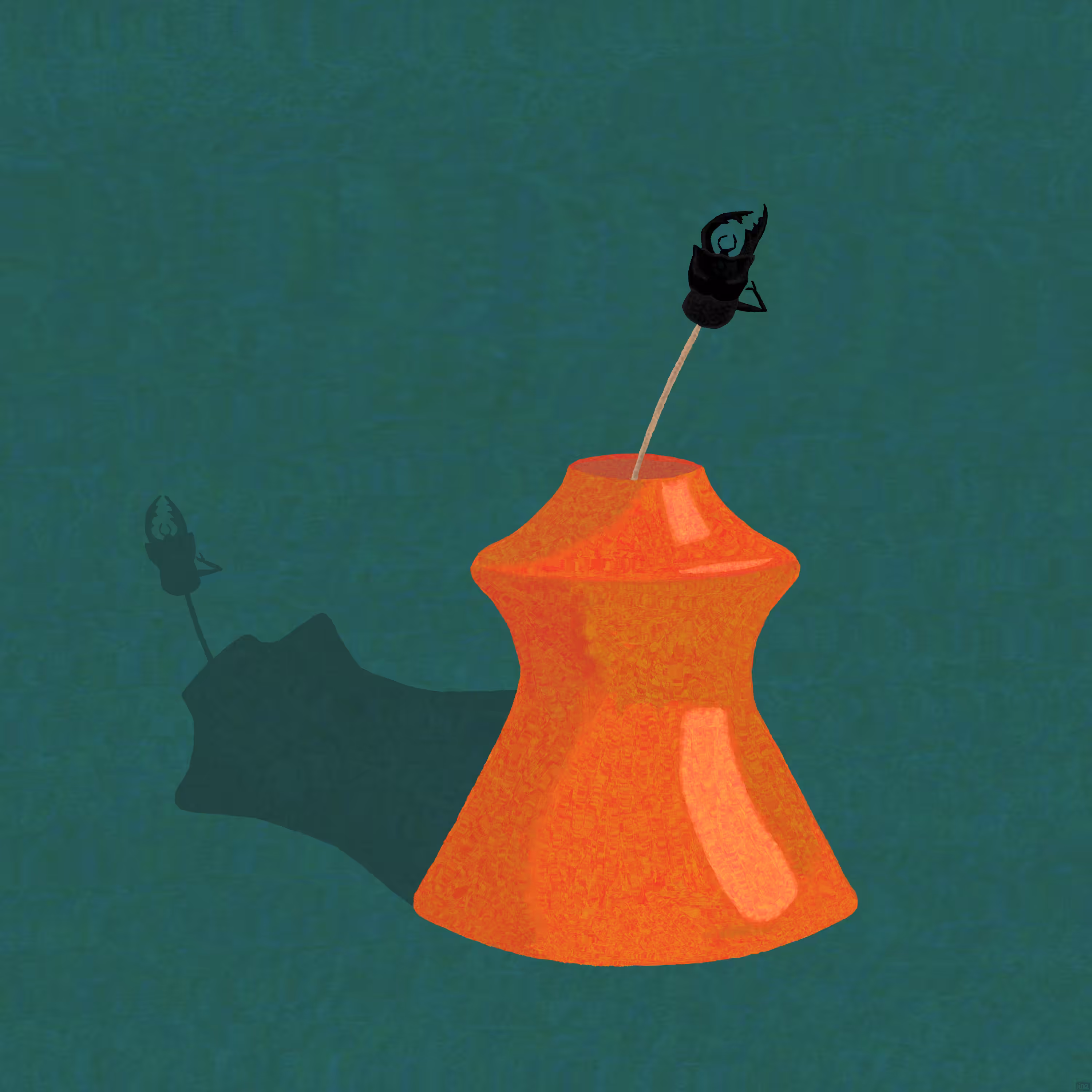 Nature Morte au Vase Orange, au Demi-Corps de Lucarne Cerf-Volant et à l'Ombre Ratée
