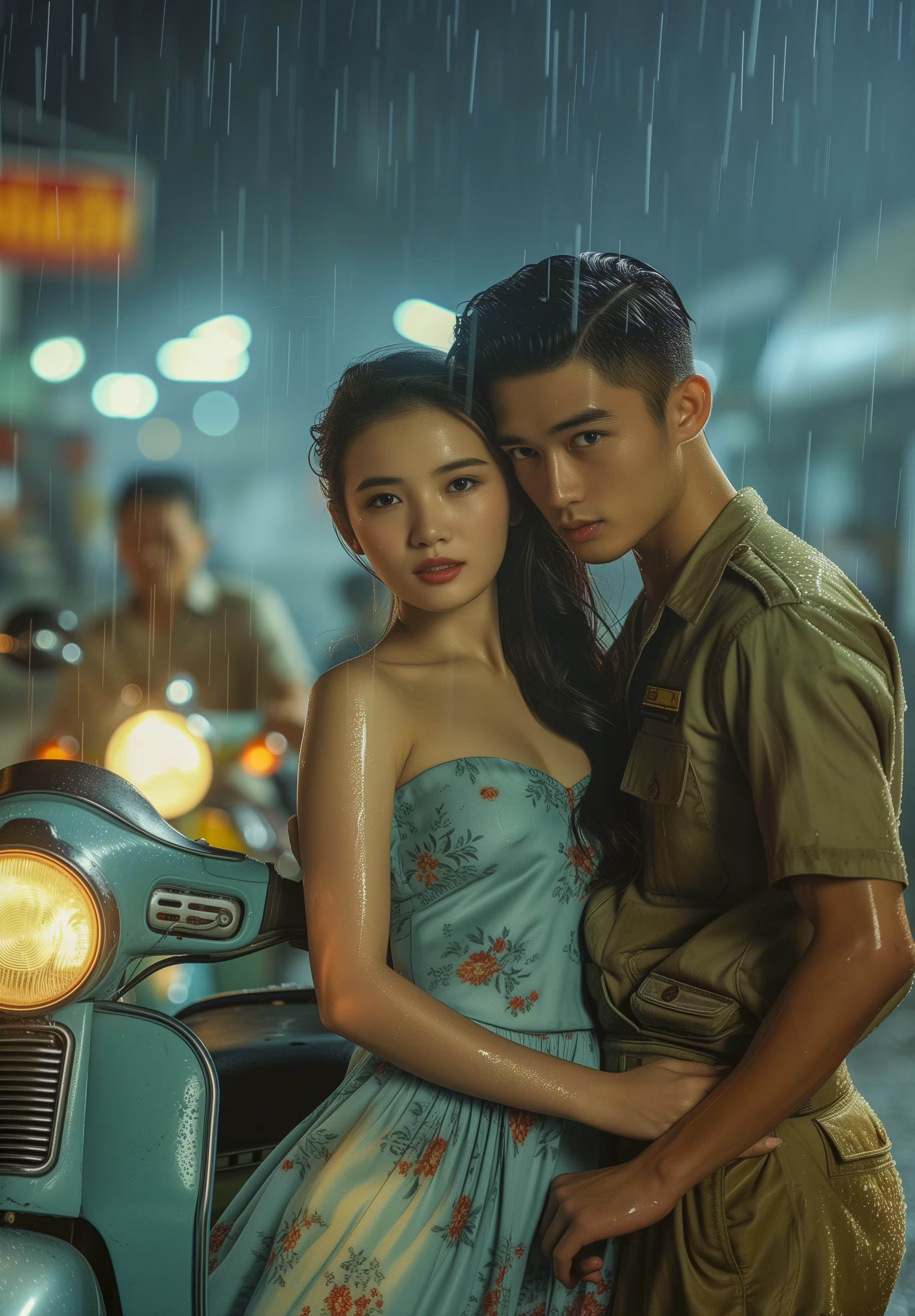 Lovers at night in imaginary Saigon #1