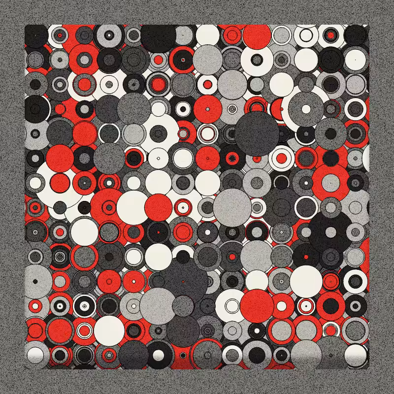 Red, Grey and Circles #3