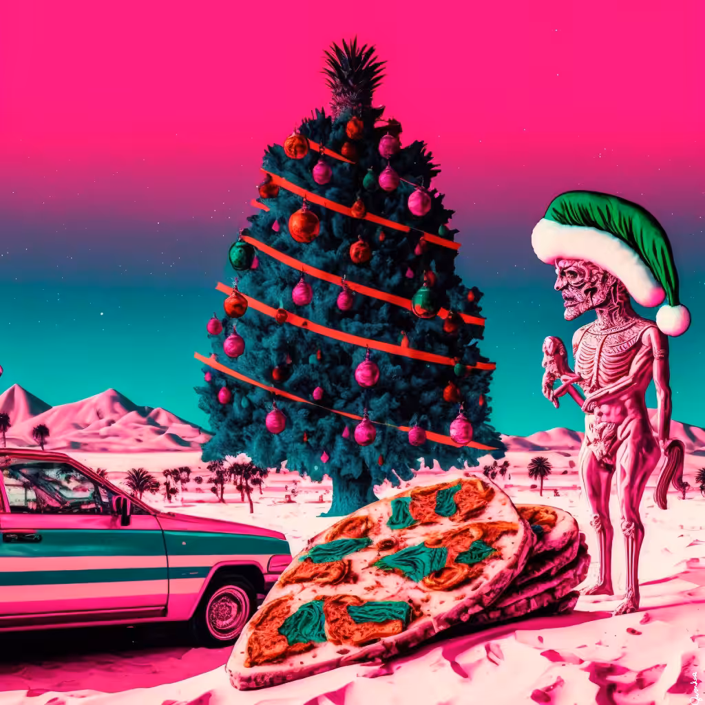 alien pizza xmas party