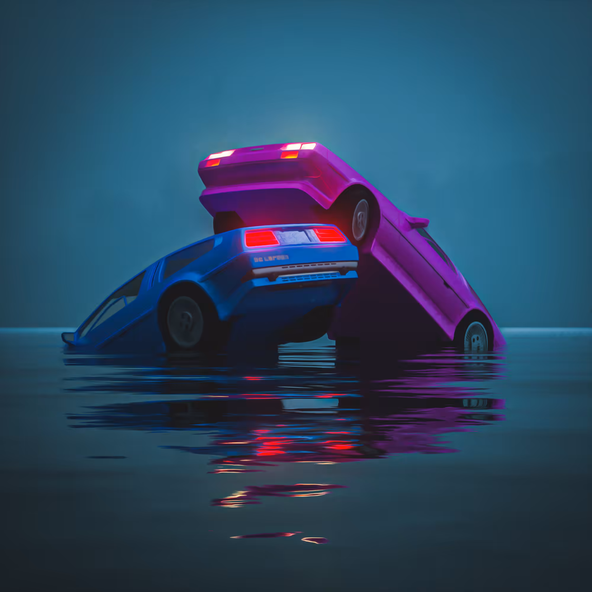 Sad cars having sex in water