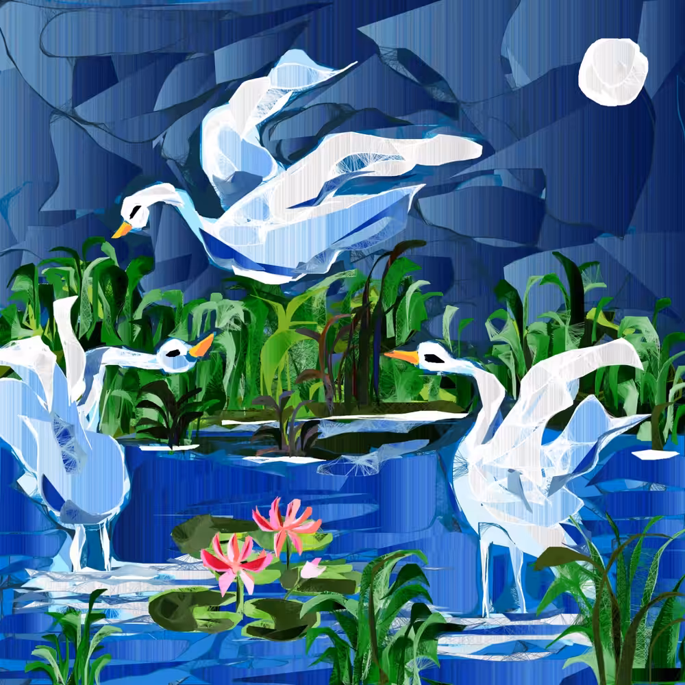 Swans by the lake