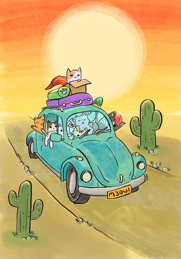 Cats on beetle