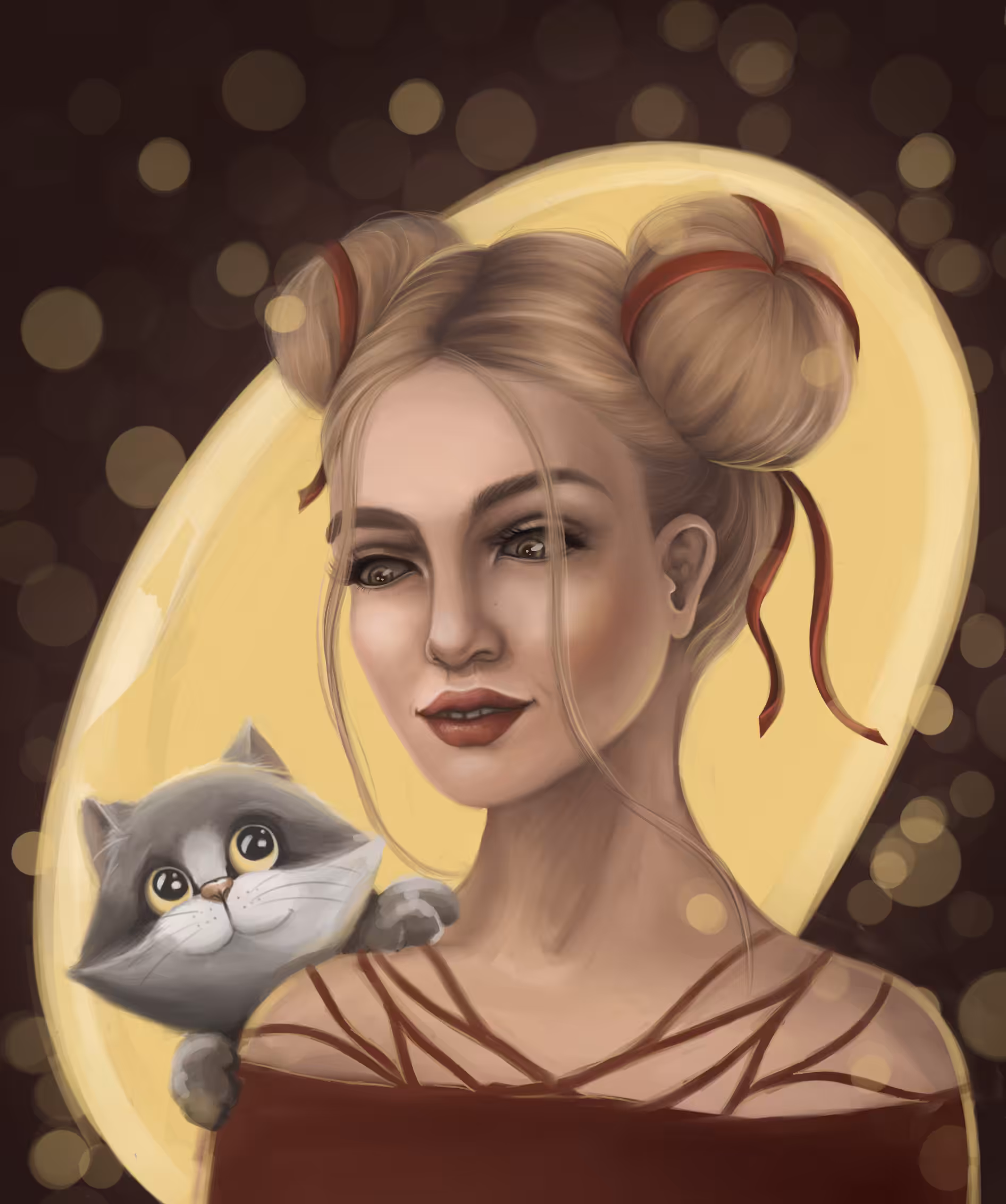 Christmas woman & cat