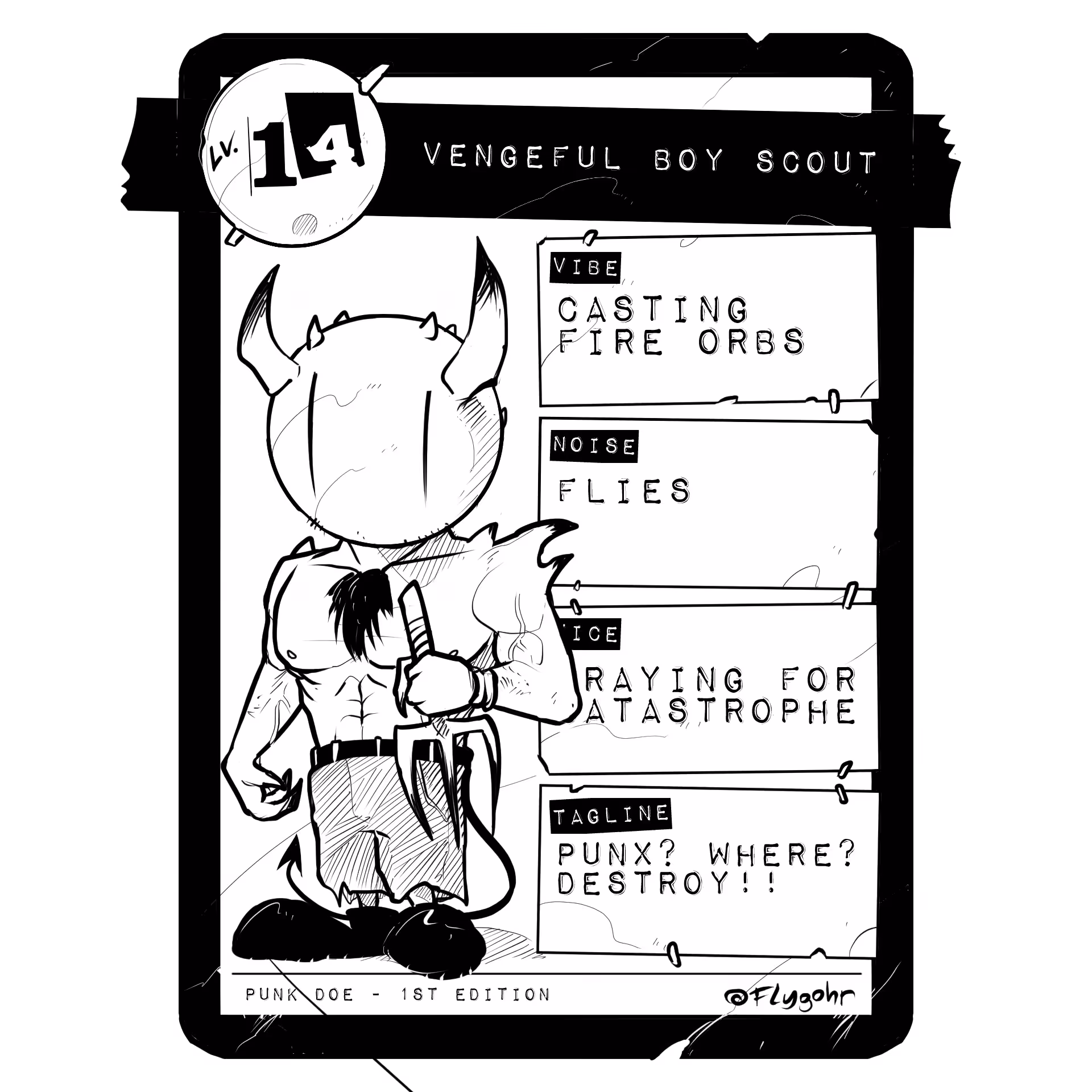 VENGEFUL BOY SCOUT | Original Villain Card | 1st ED.