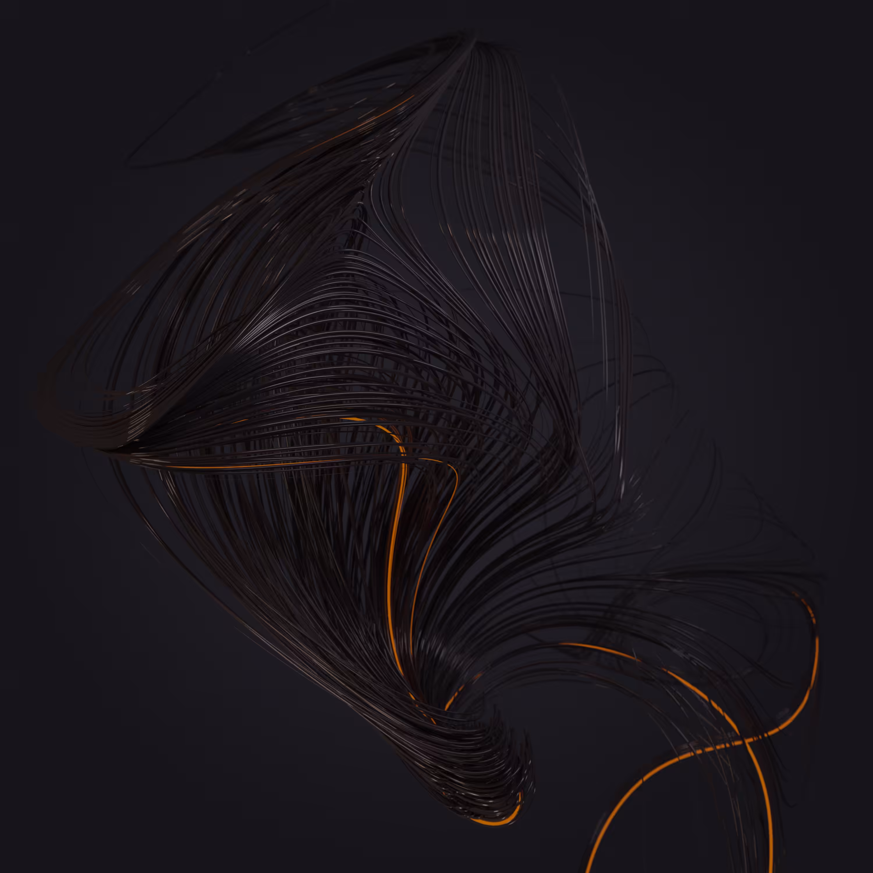 3D Clifford Attractor - Orange Neon Glow #3