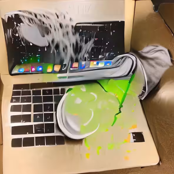 Artificial still life with MacBook and soft drink
