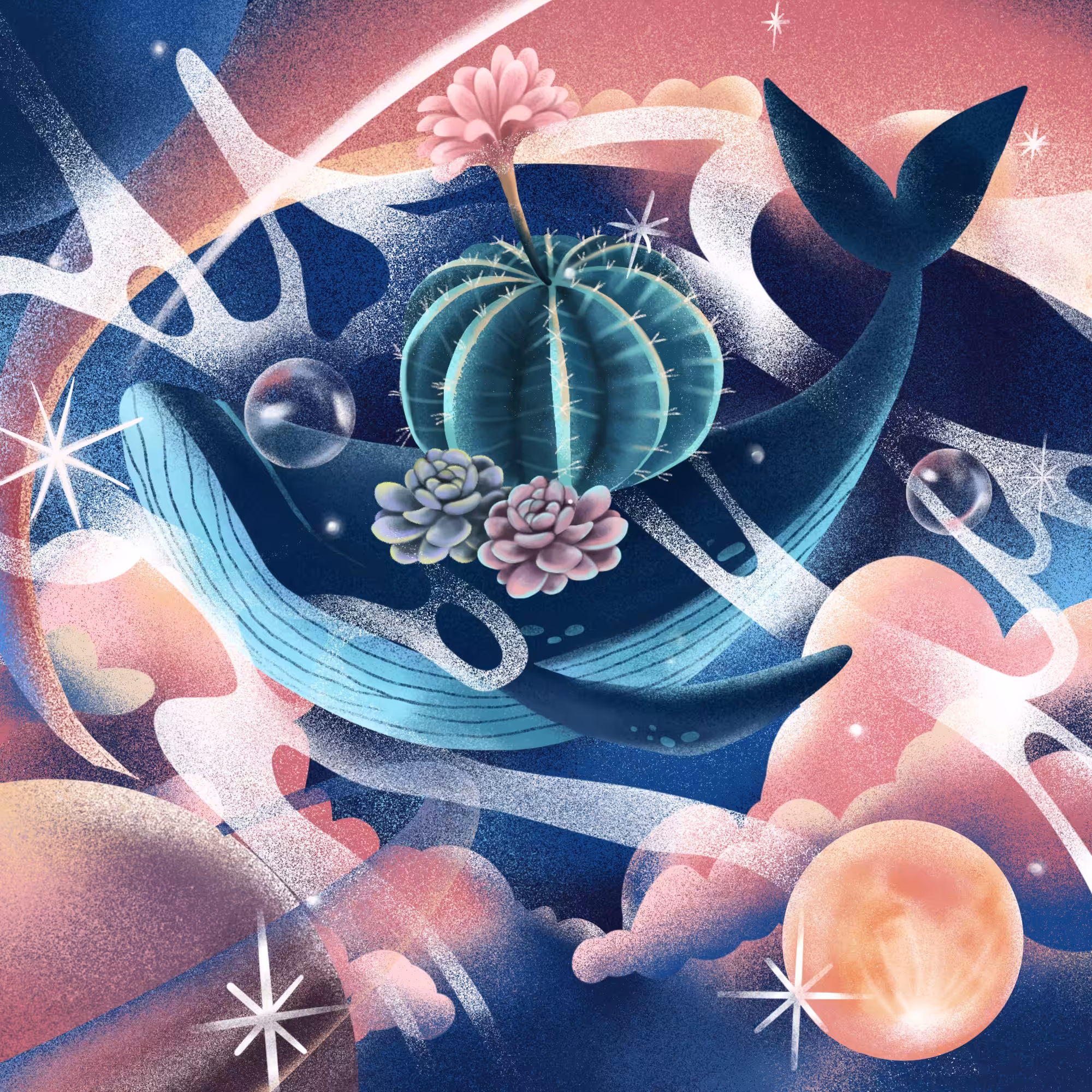cactus whale in space
