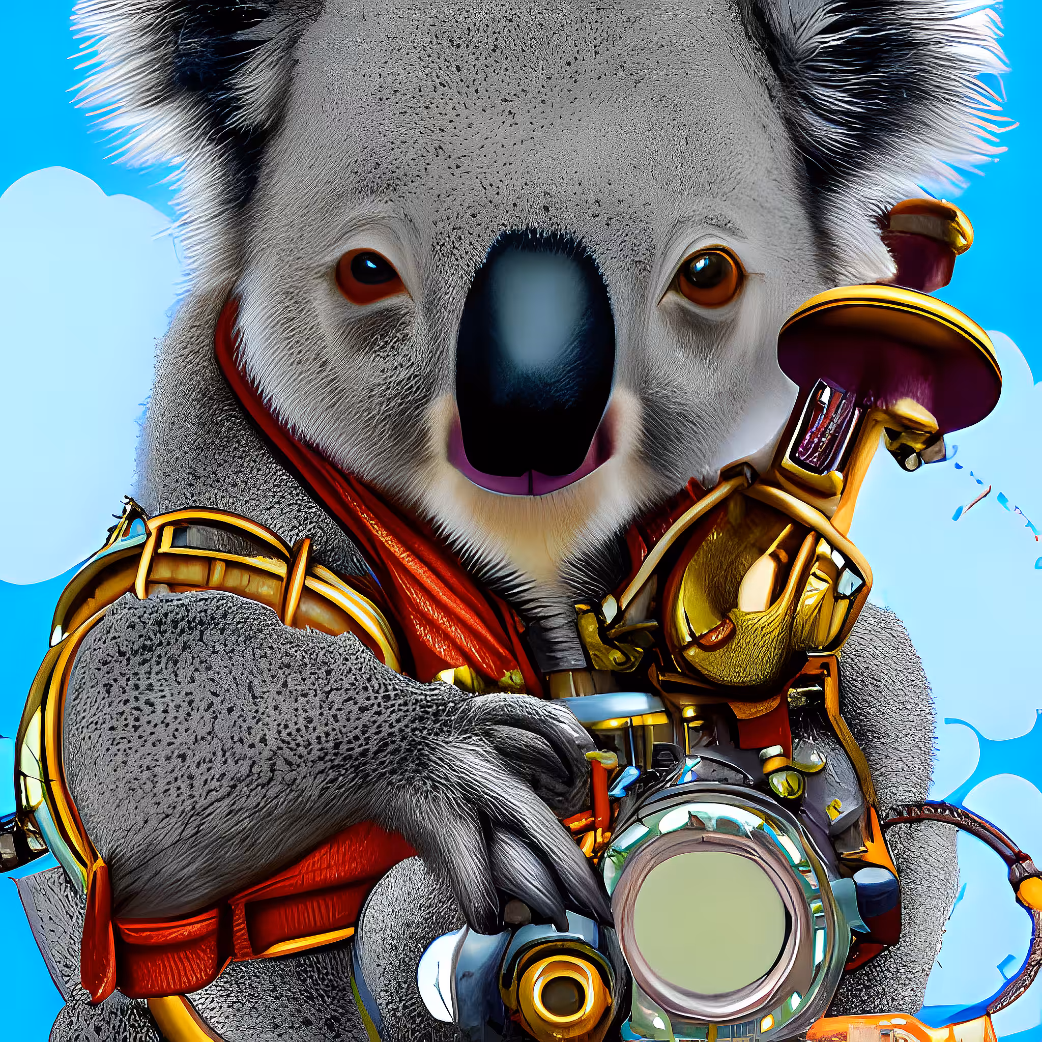 Koala bear with water cannon
