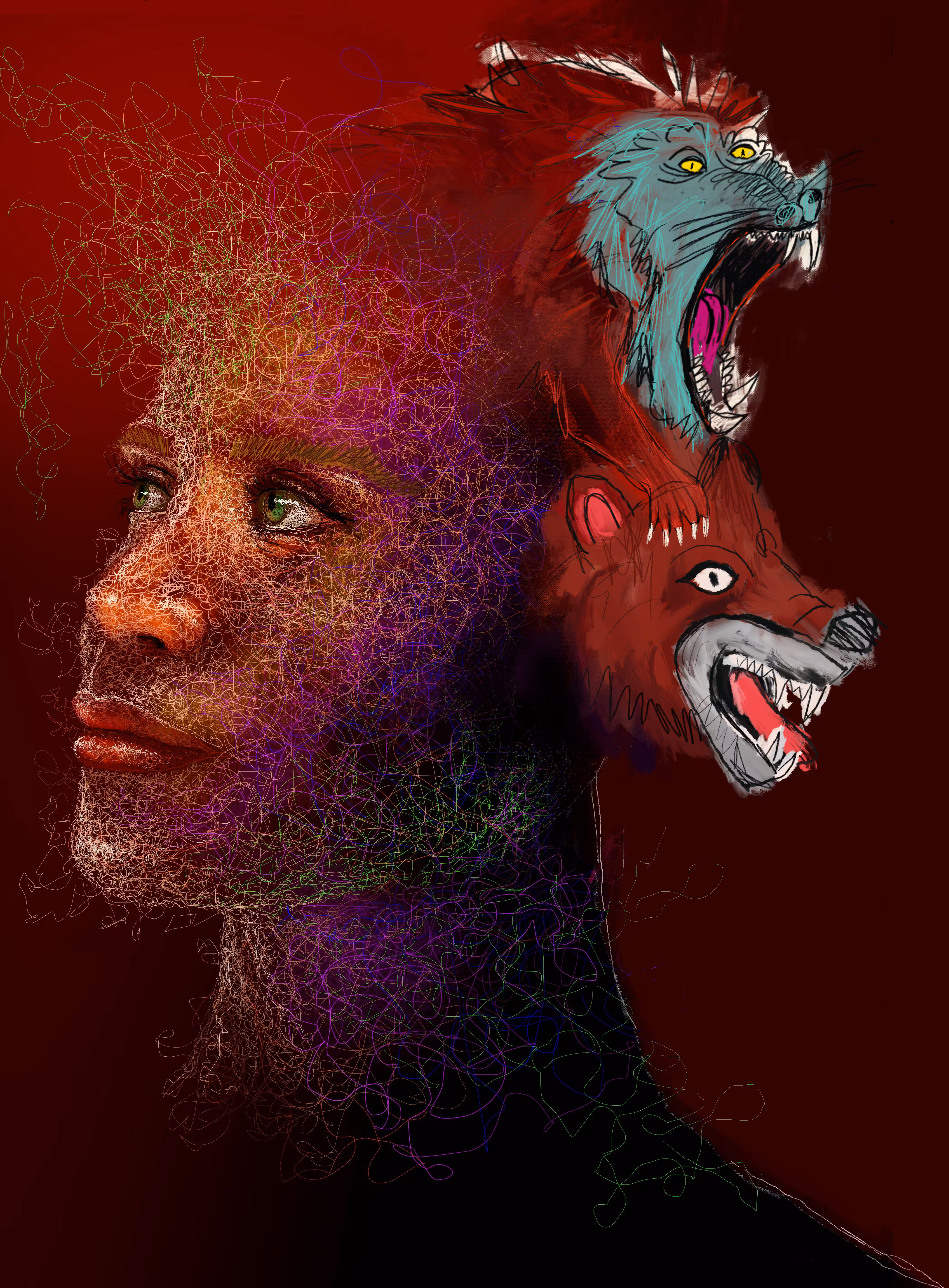 #155 Baboon and red wolf
