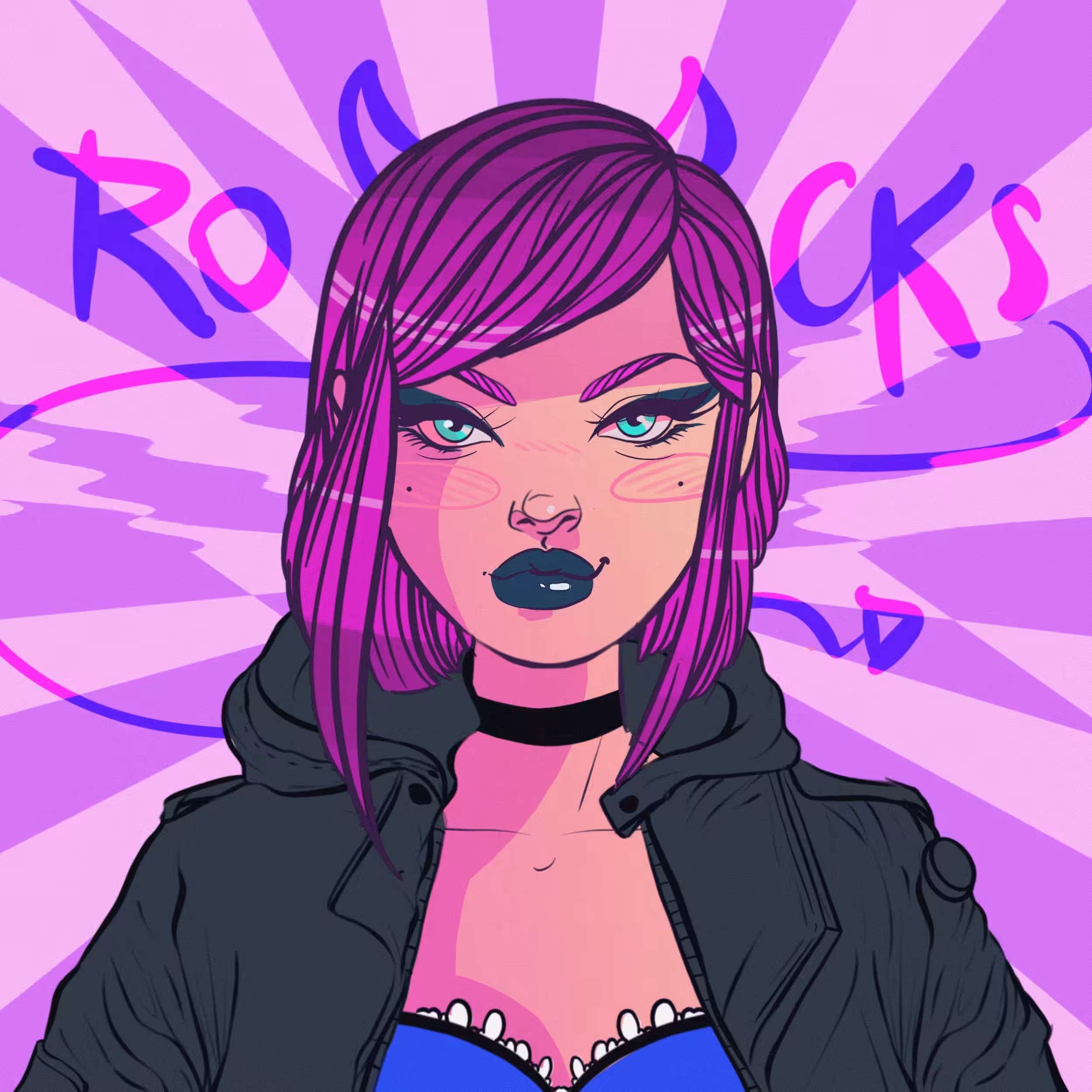 Flat Colors Black Lips  (○｀ 3′○)