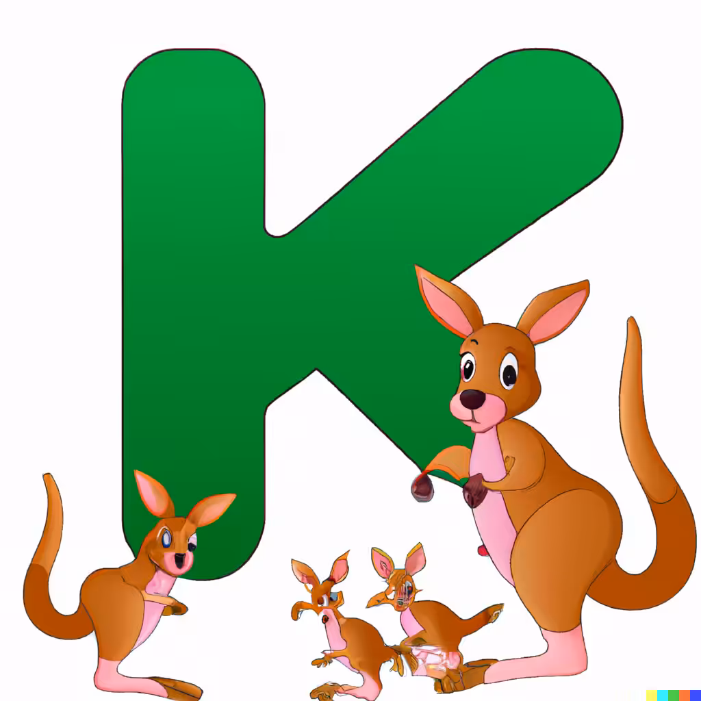 Letter K surrounded with Kangaroos