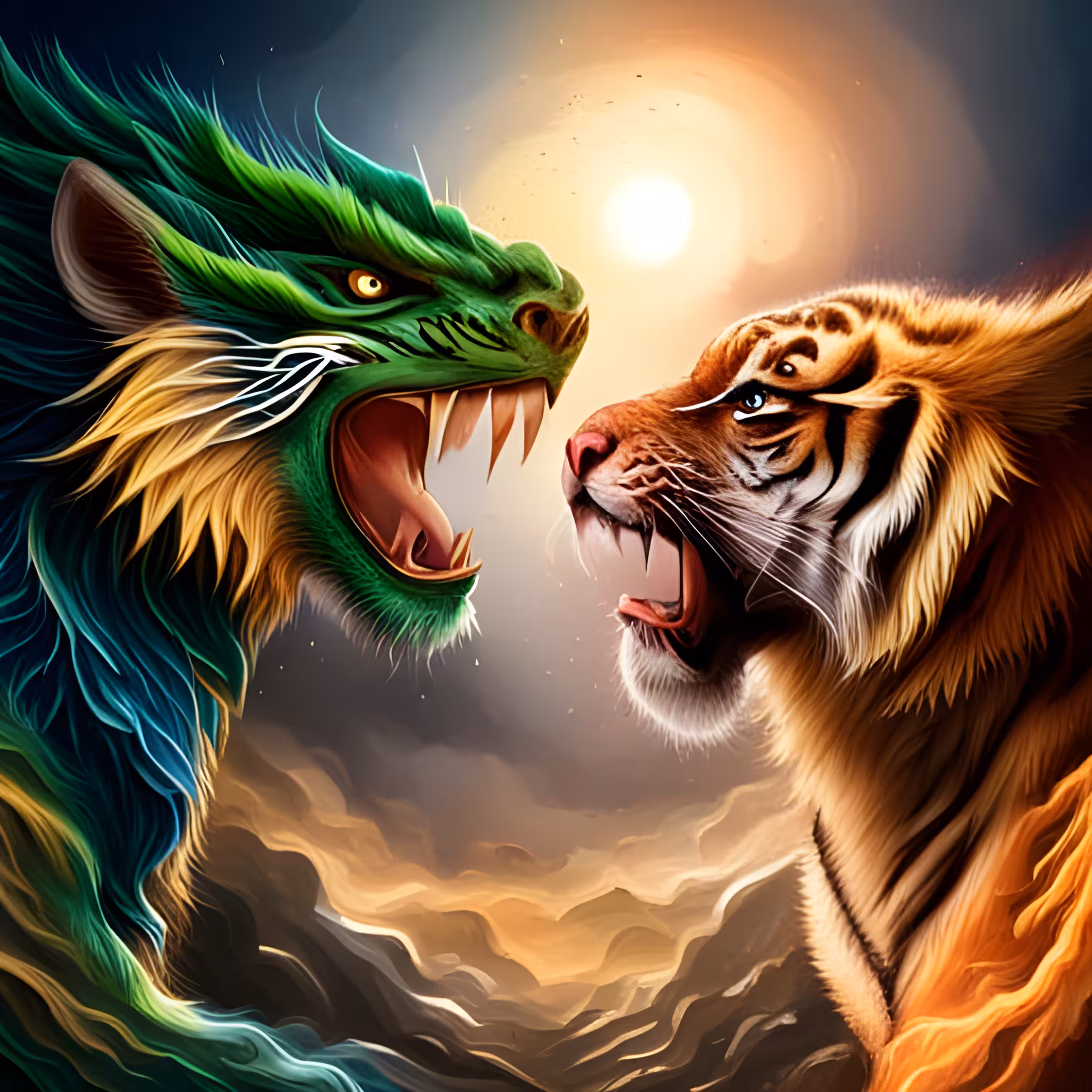 Tezos NFT objkt Art Collection: Dragon Versus Tiger