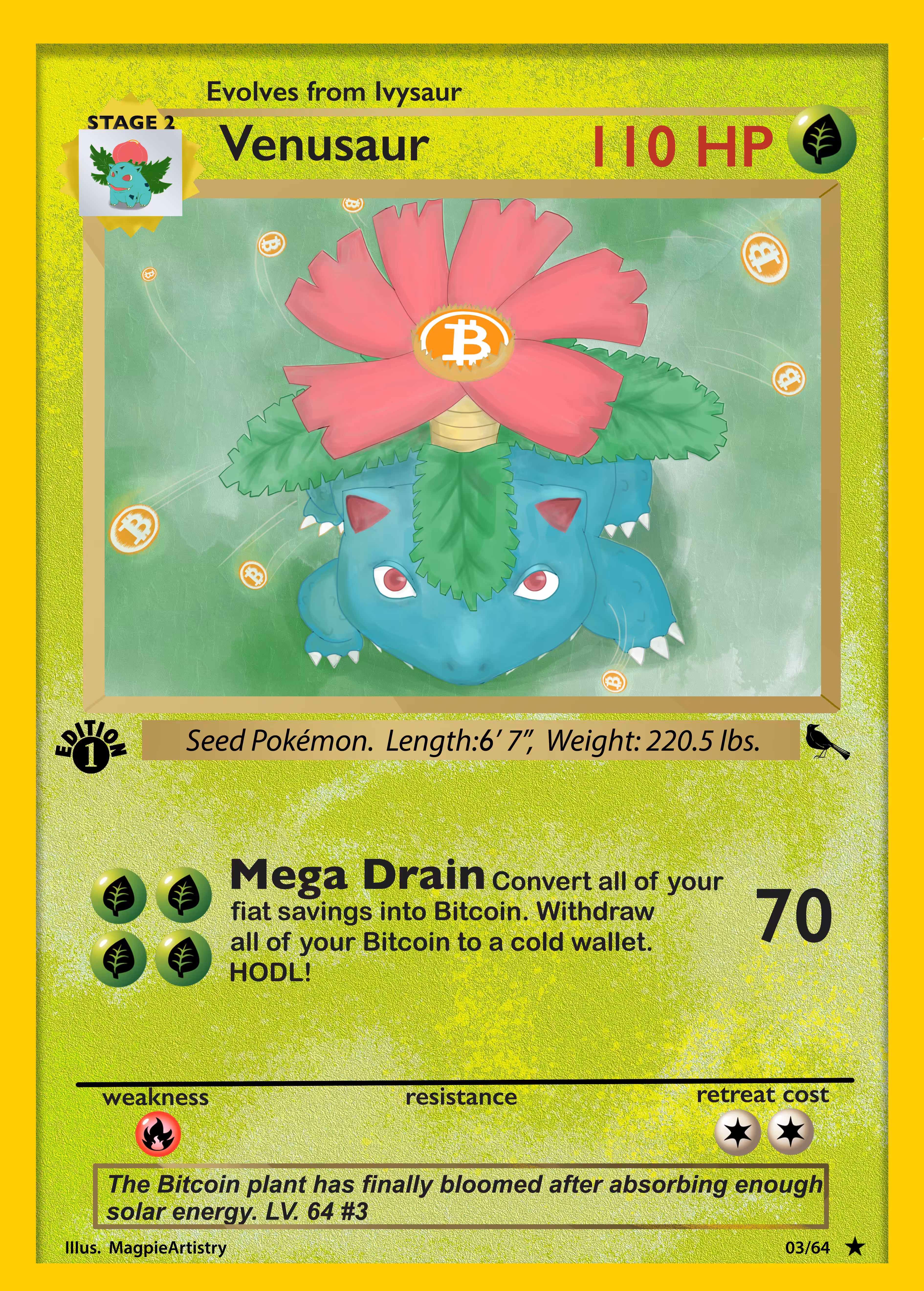 1st Edition Bitcoin Venusaur --CryptoMon Series 