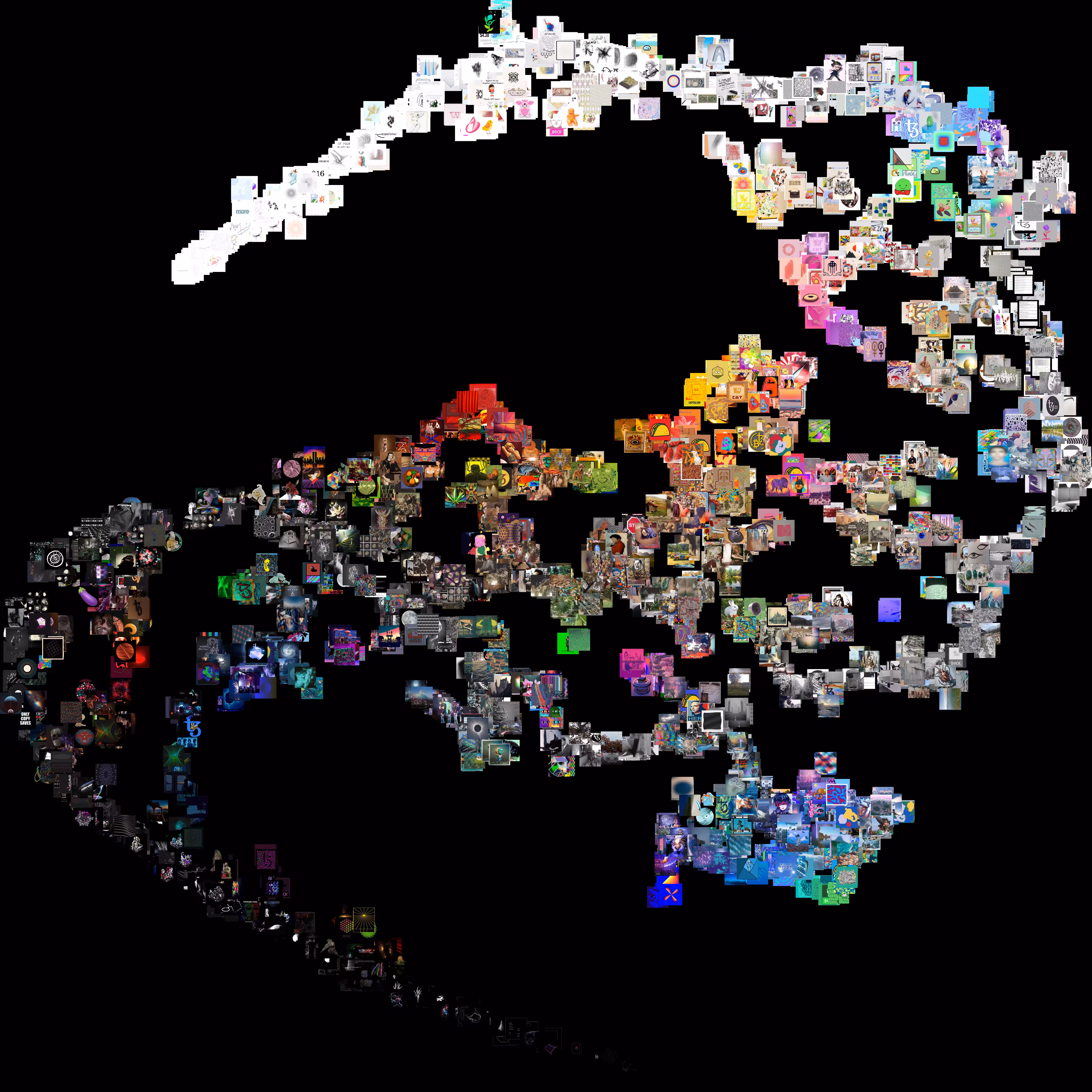 Potrait of hicetnunc as TSNE galaxy