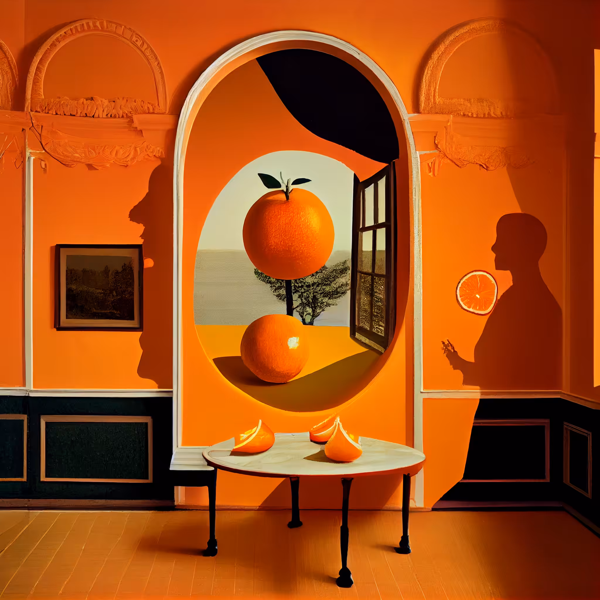 Study of 3 orange slices on a table