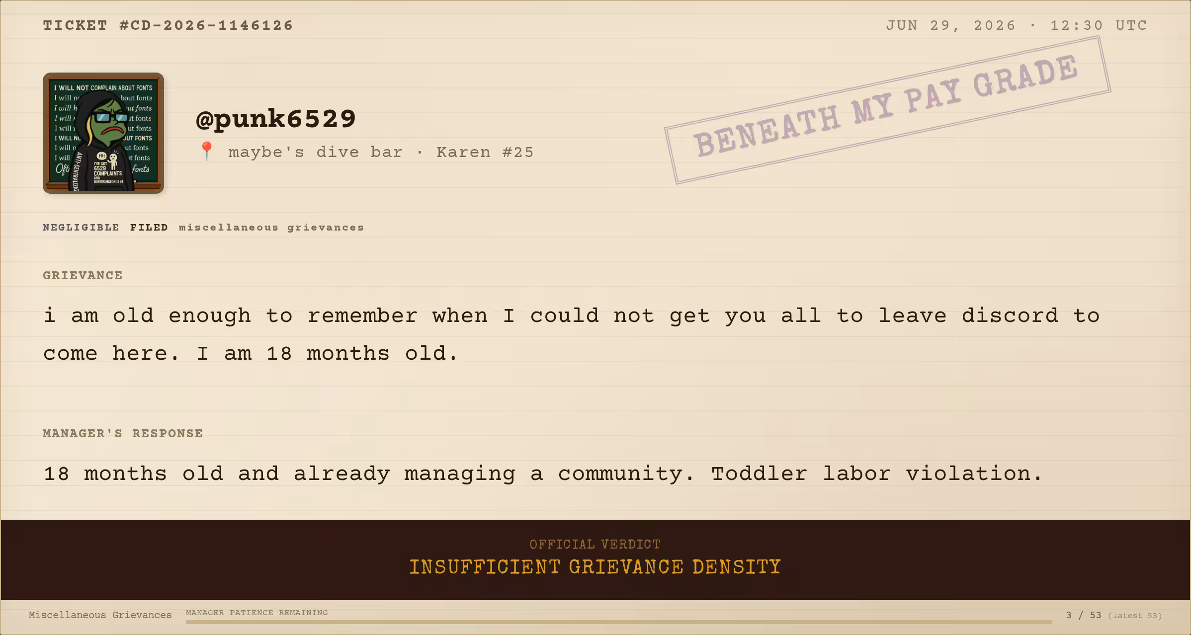 The Manager's Complaint Report