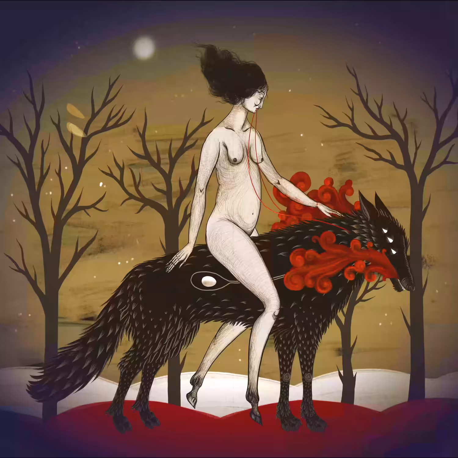 Riding on a wolf