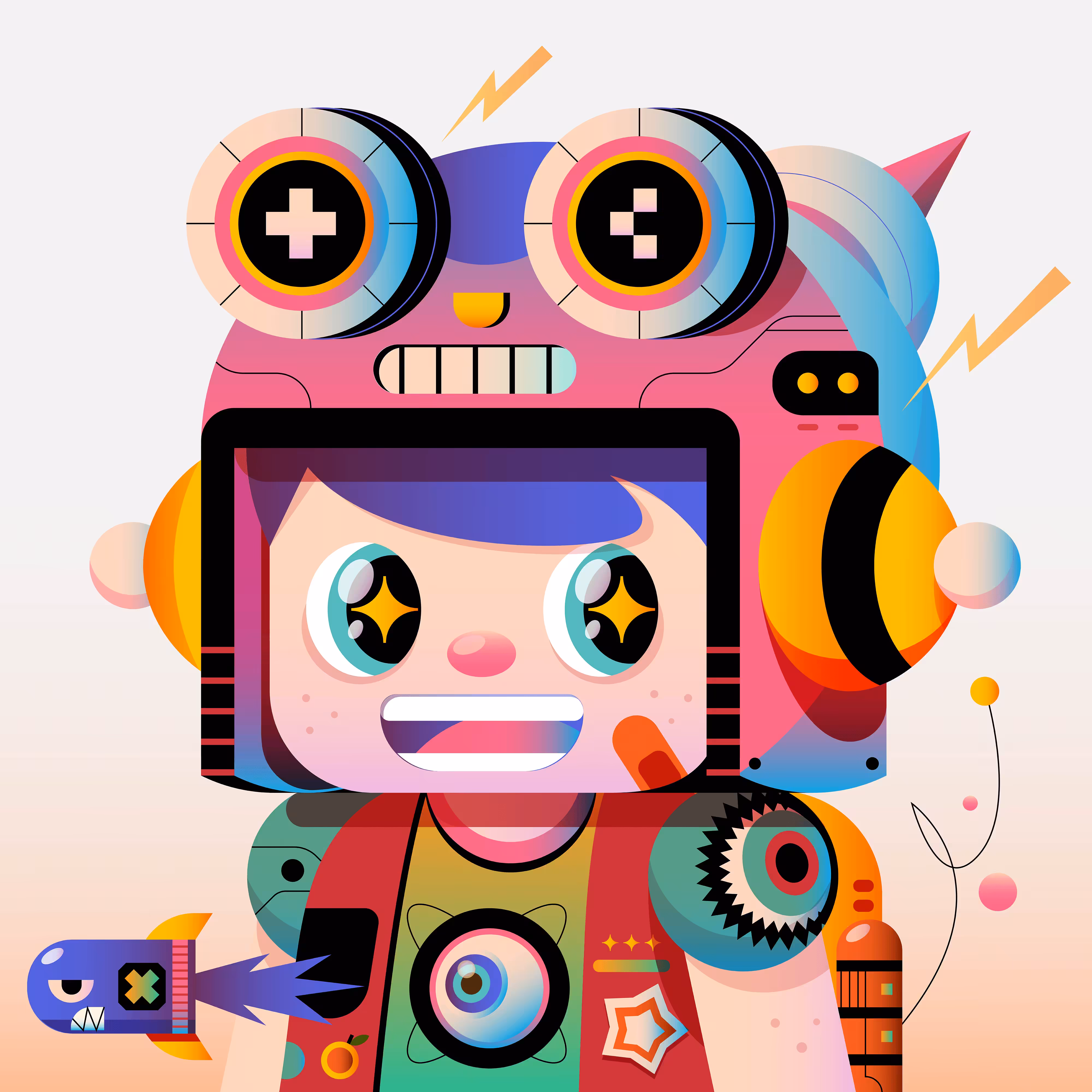 owangeboy and frens #57 - pinku rocket boy by Tommy Chandra