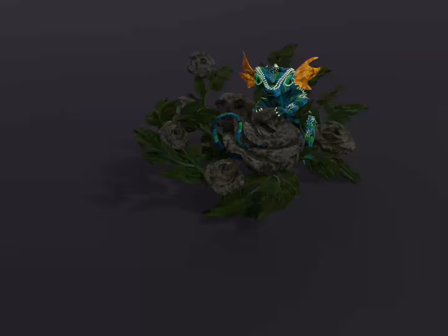 Blue Dragon in Velvet Roses