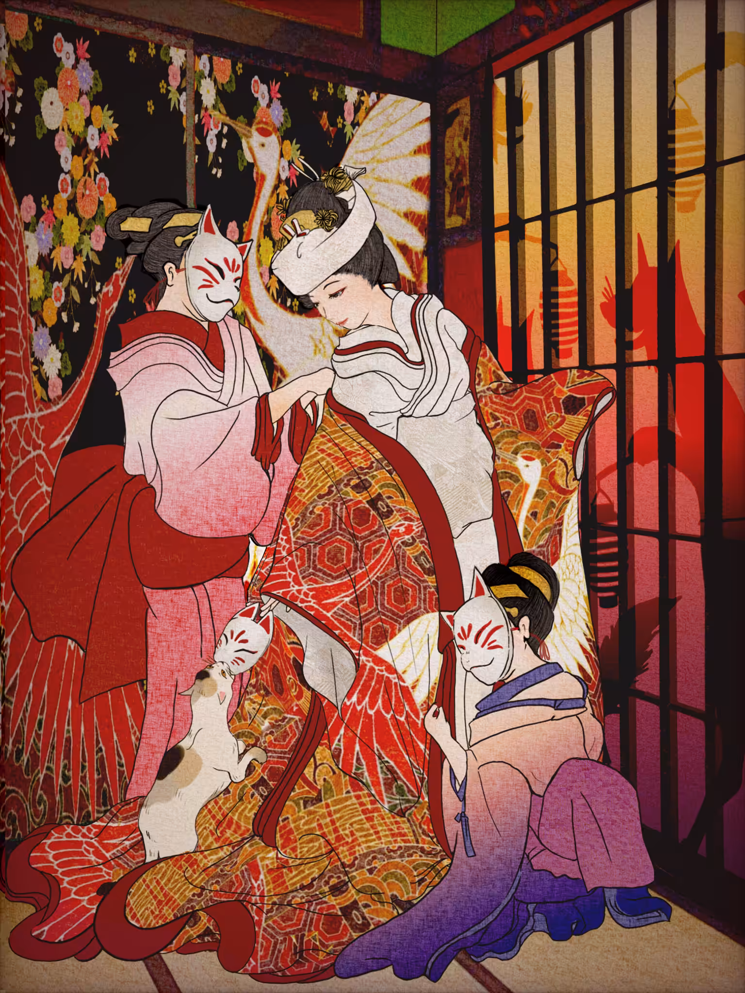 【戯猫美人画  】~ the  bride of the fox ~