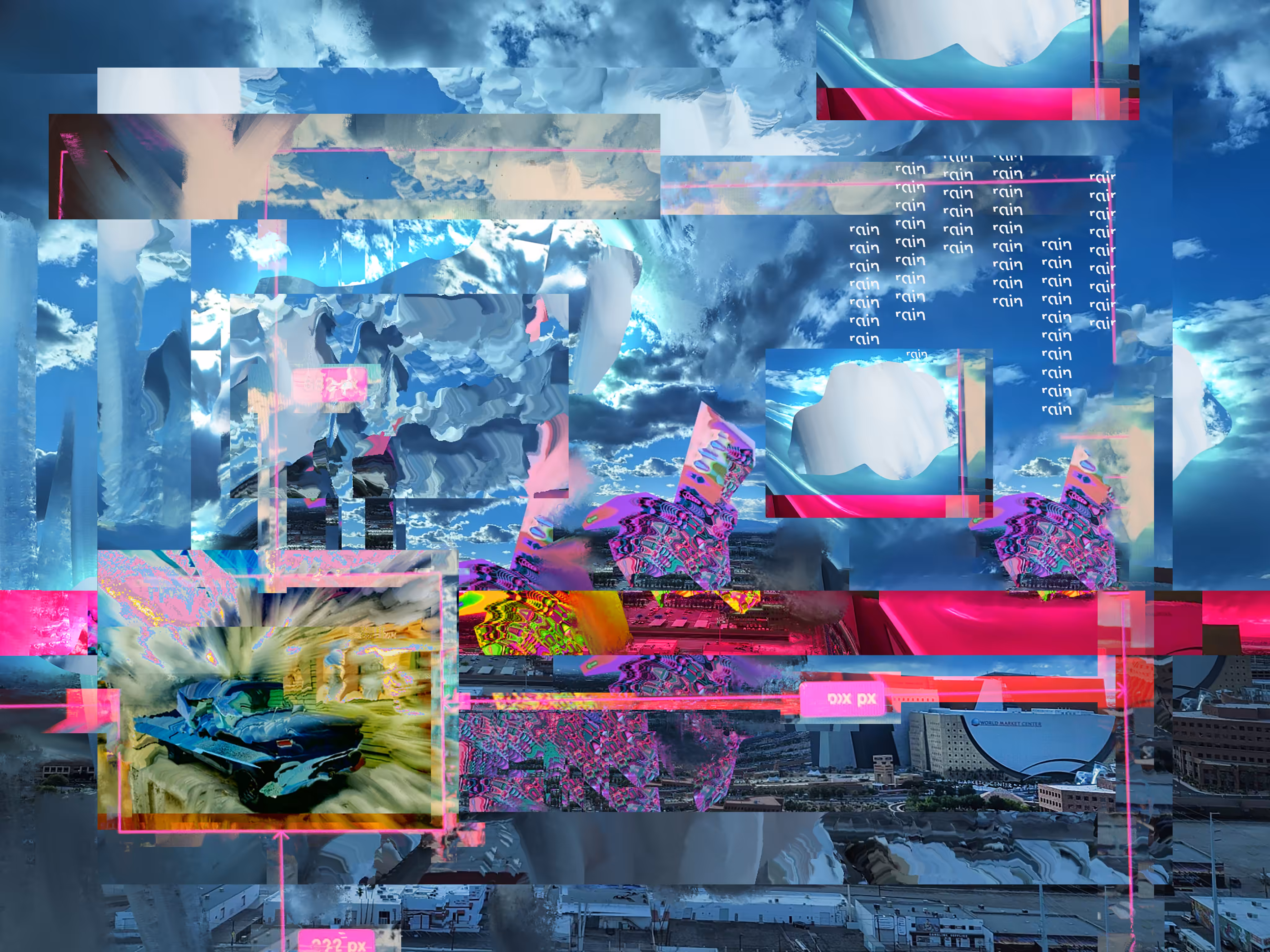 a TRUCK /// a CLOUD {spacially off:SET} ++ rain