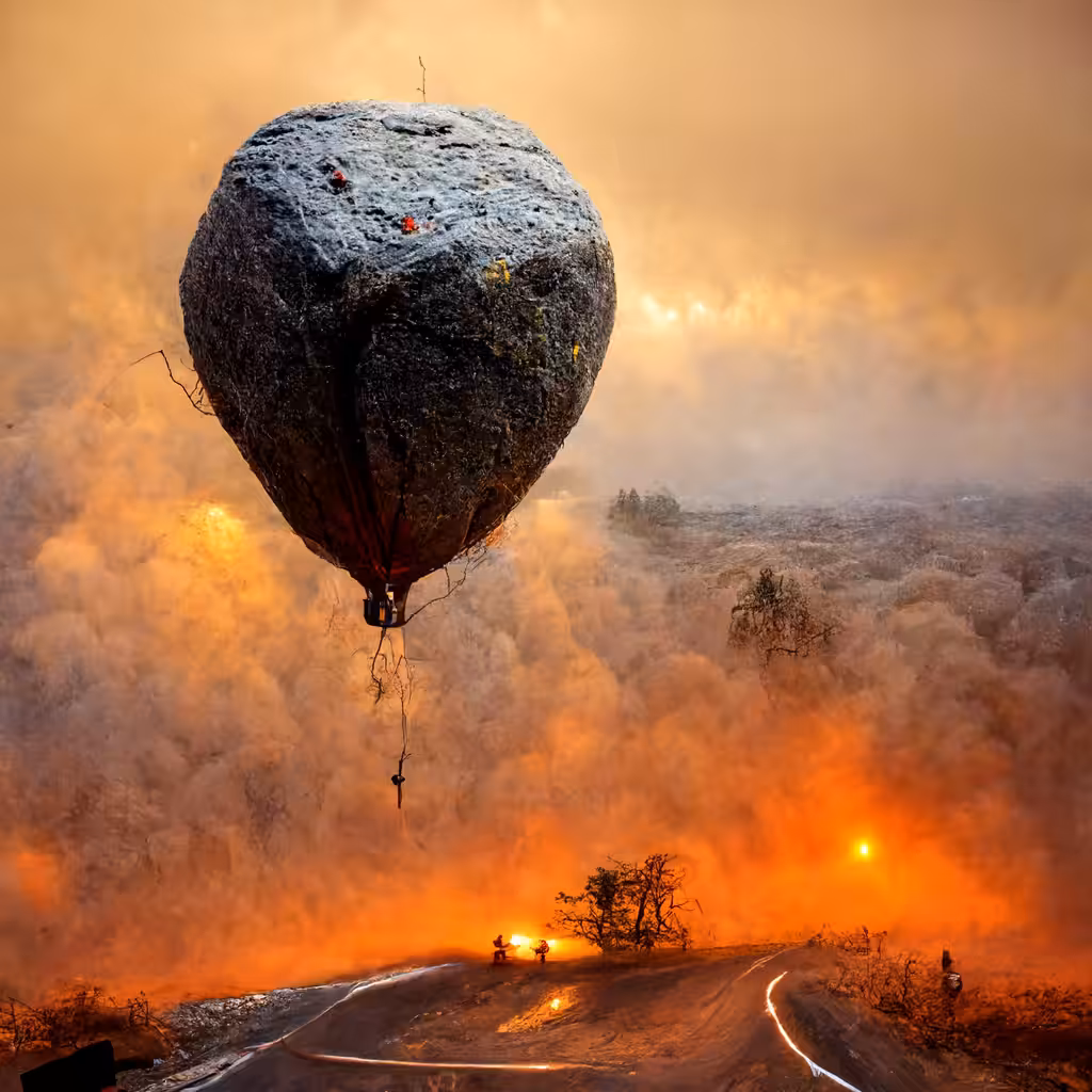 Heavy rock flying like baloon V1