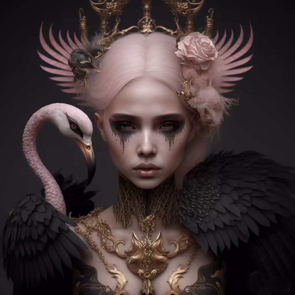 Gothic Woman Pink Flamingo