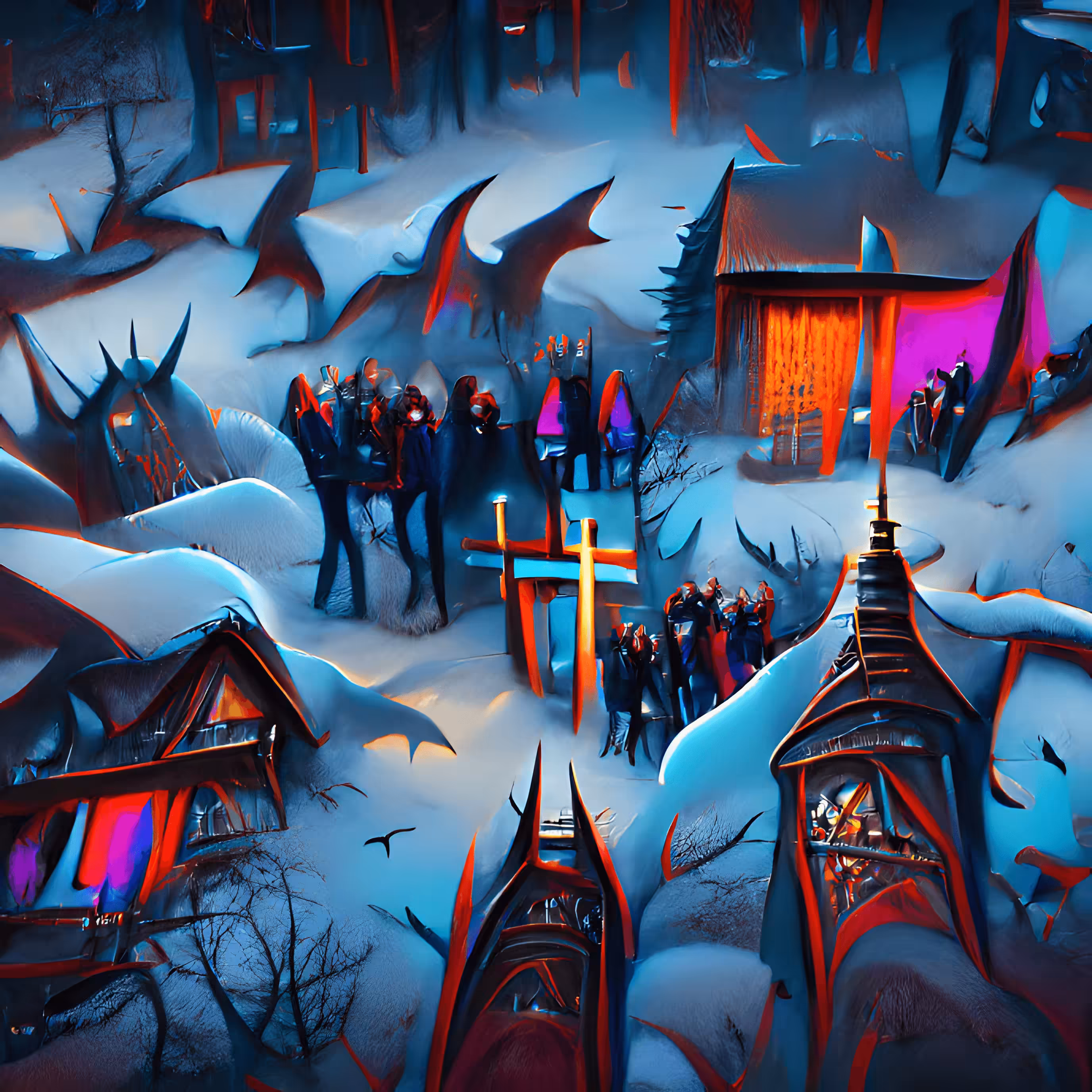 The GANS Machine - Live with GANSY: Vampire Conclave Approaching the Old Stave Church in Winter
