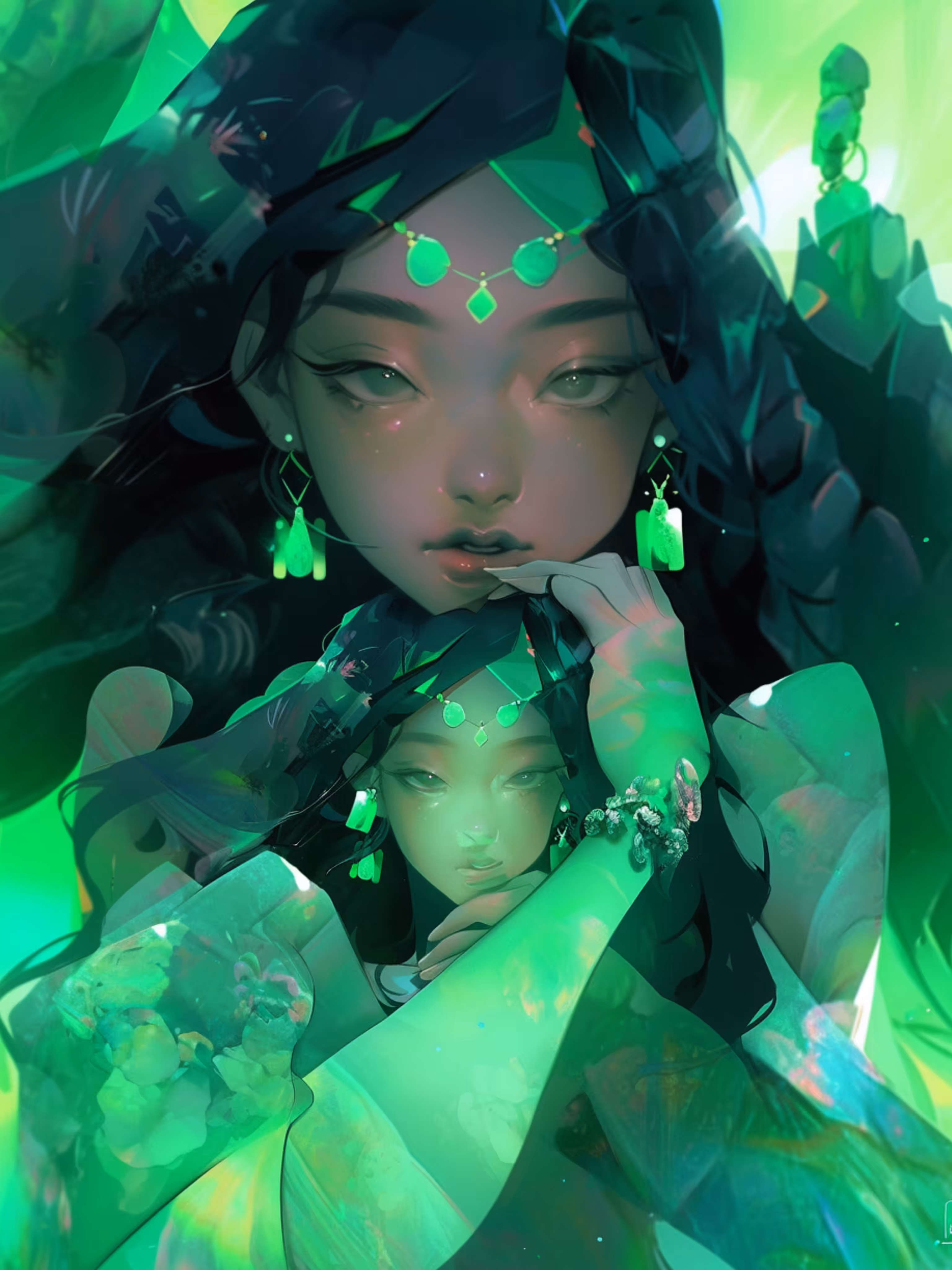 Glowing Green : Hug of self love 