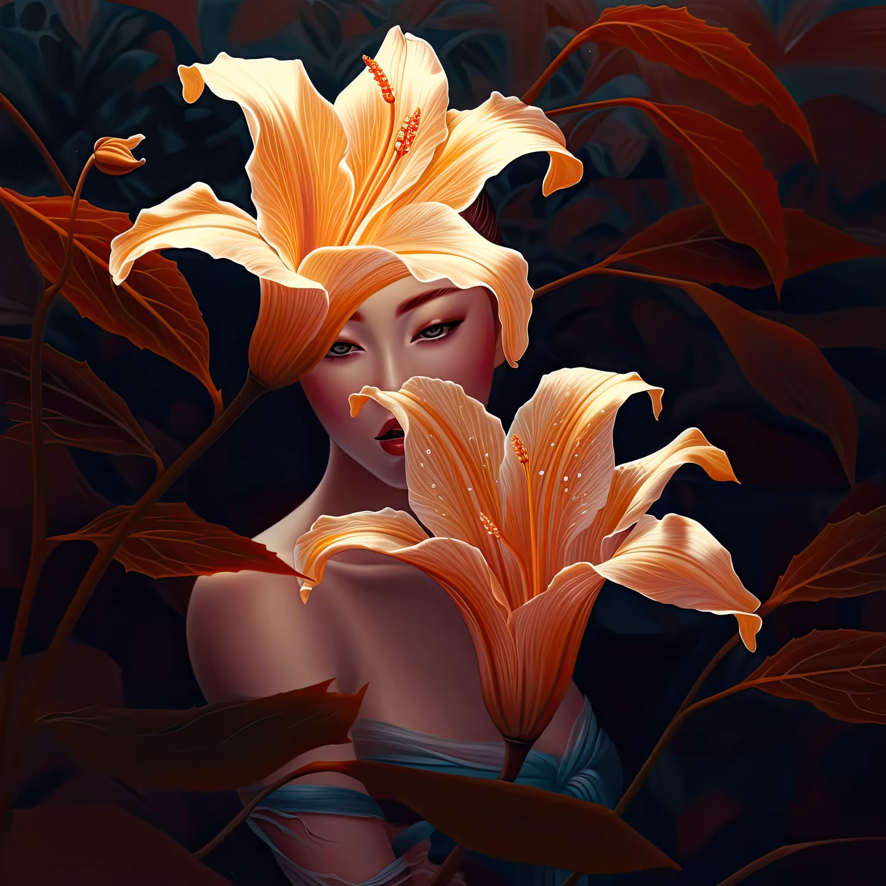 EPIC 😱 ART: Girl behind flowers I