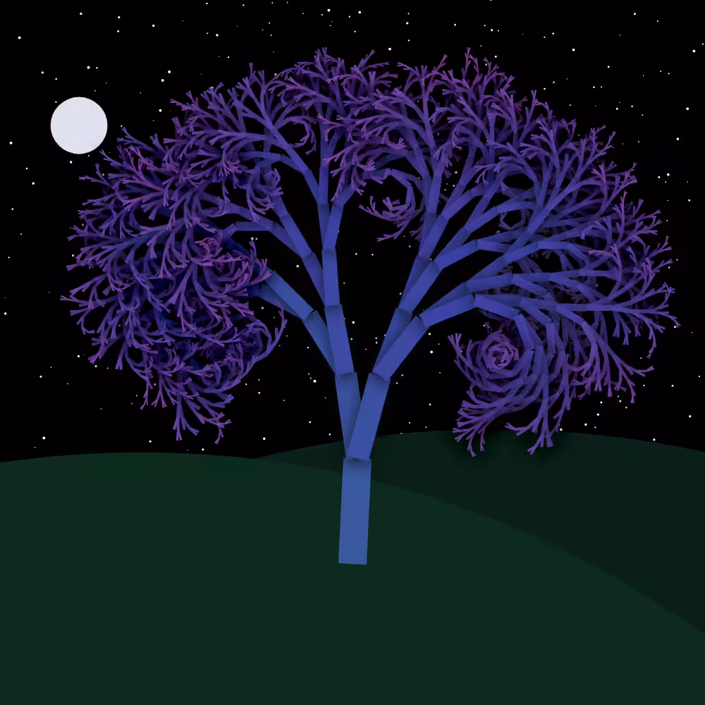 Moonlit Trees of Iterative Fractal Chaos #48