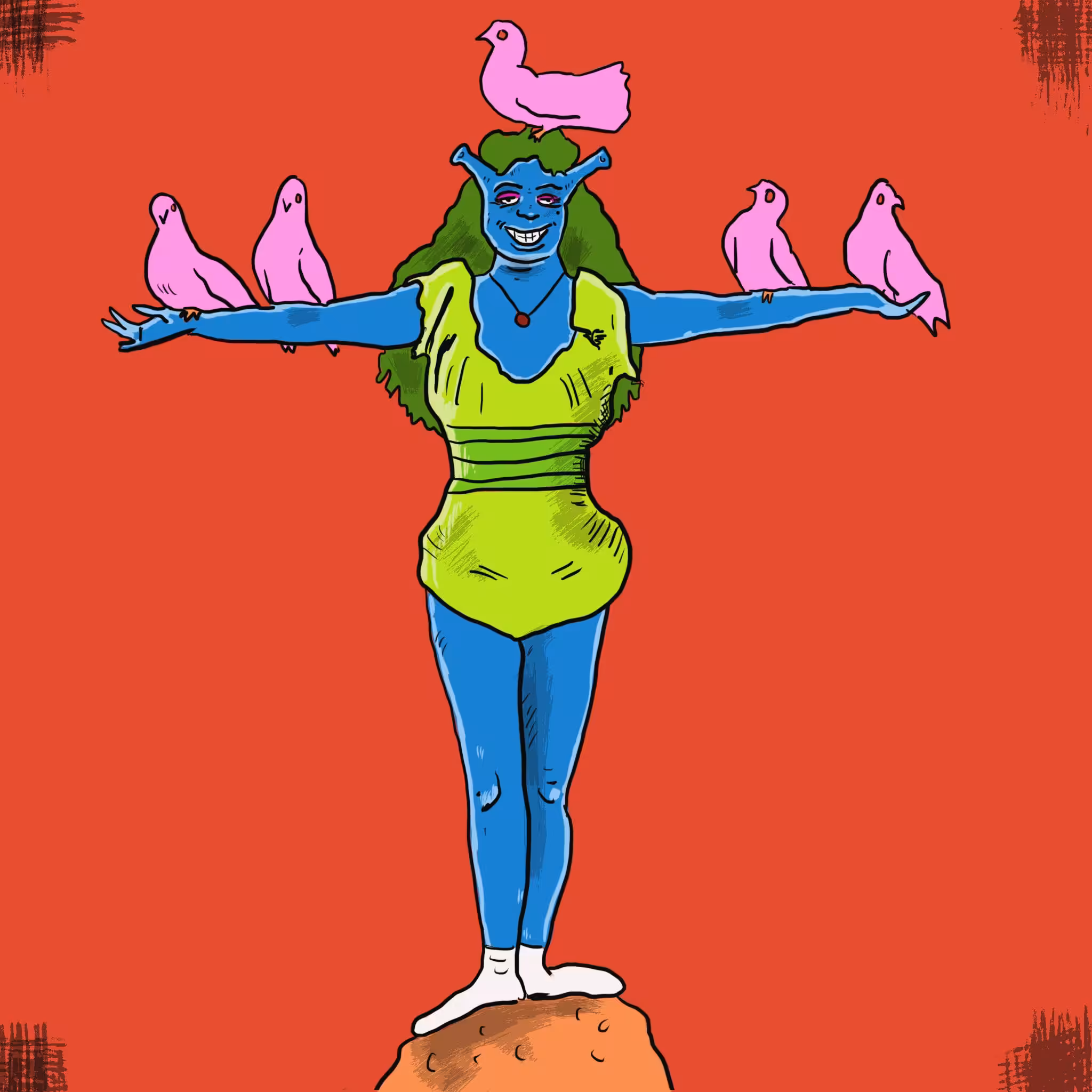 Mrs. Zoink (the Acrobat) and her birds
