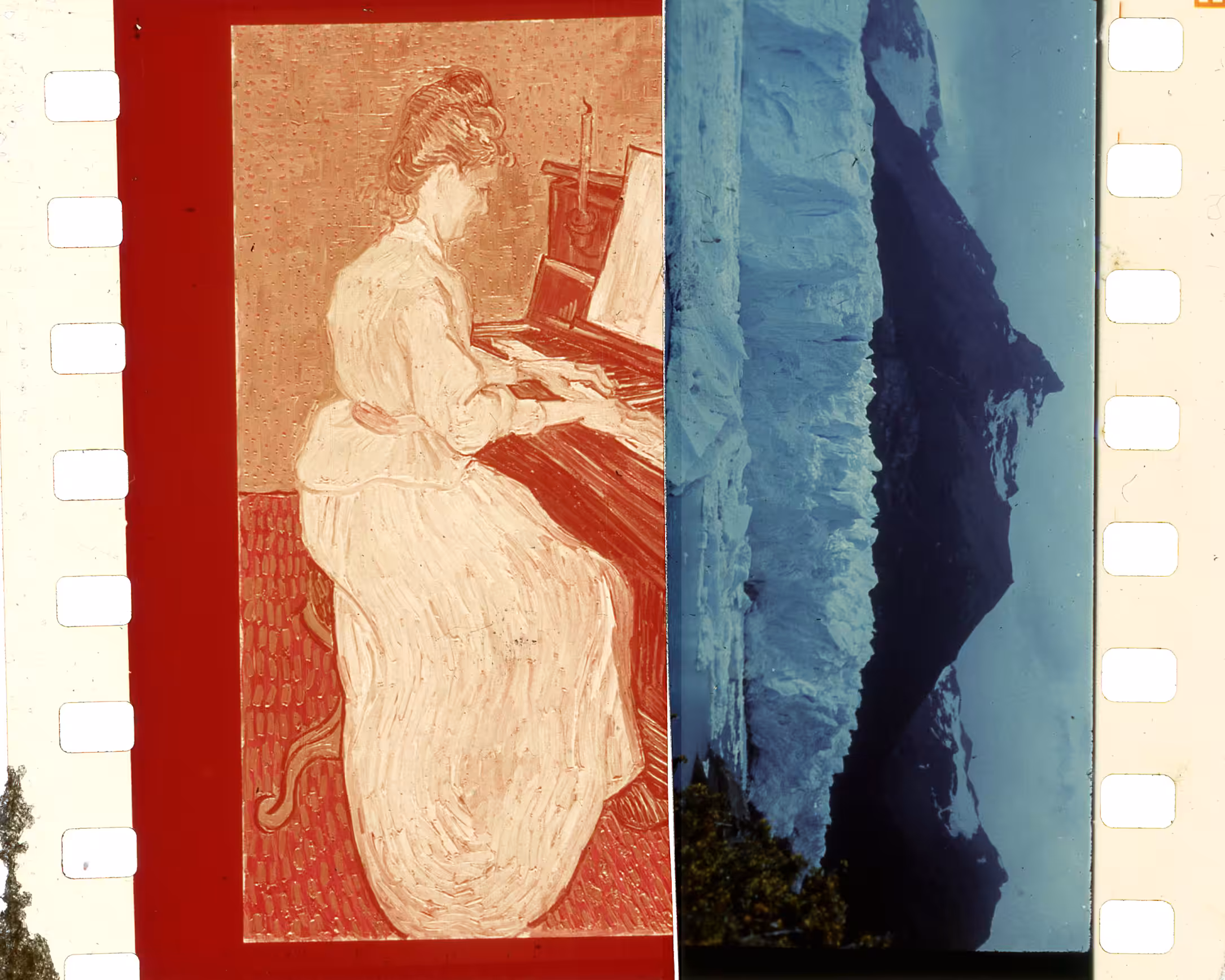 La señorita Gatche at piano imagines to be in the glacier