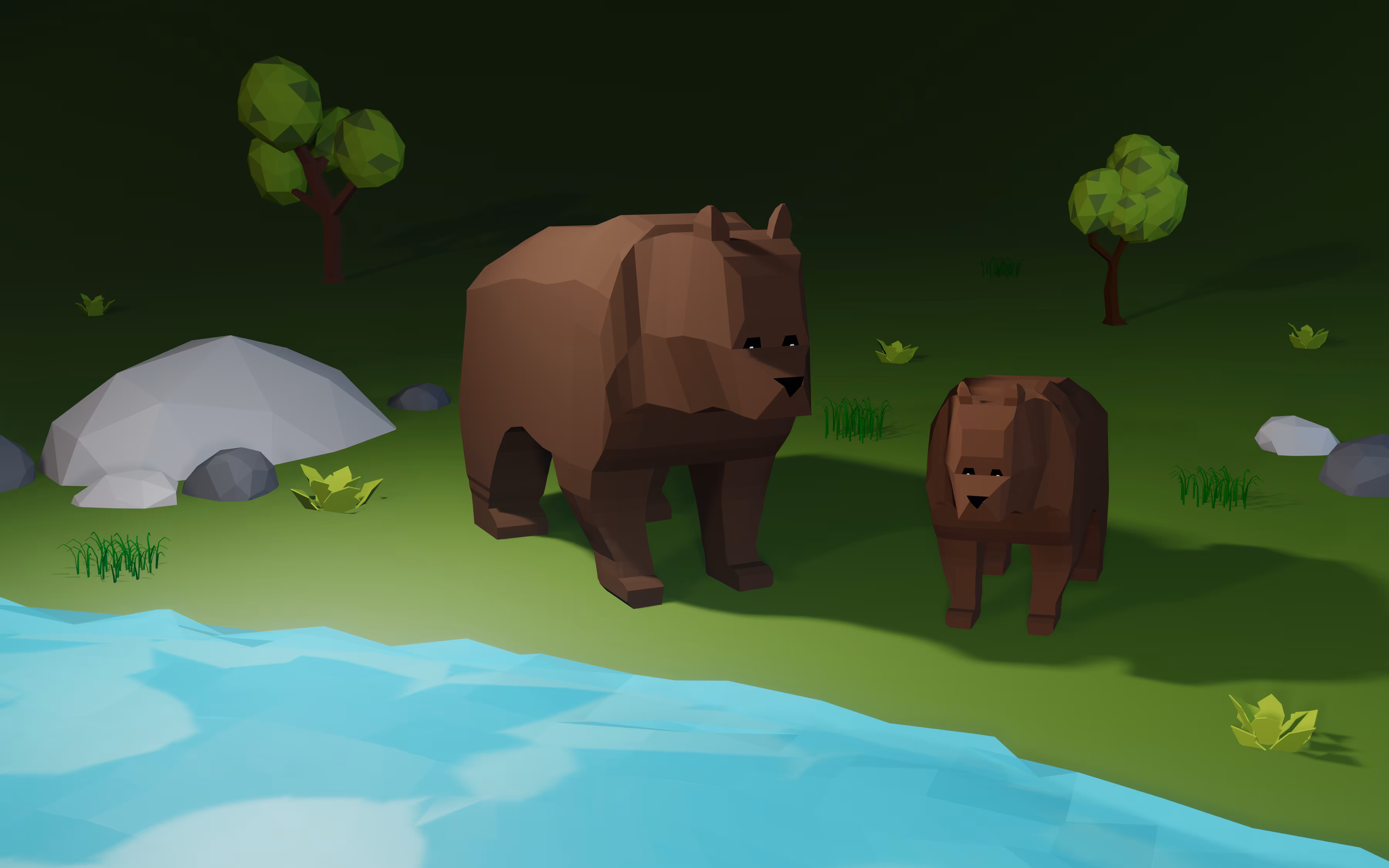 low poly bears