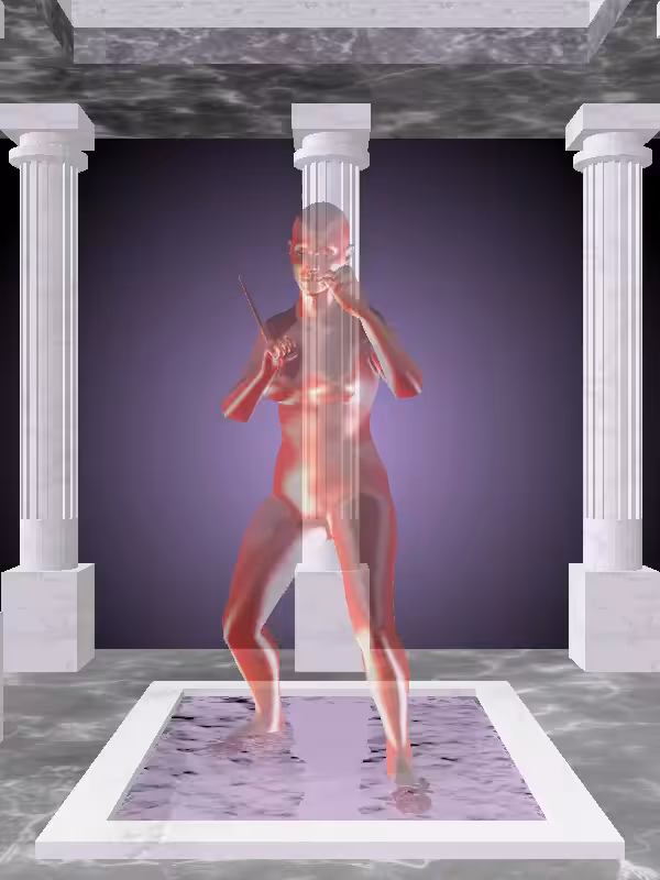 HeavenComputer: The Fading Punching Bright Red Woman #3122