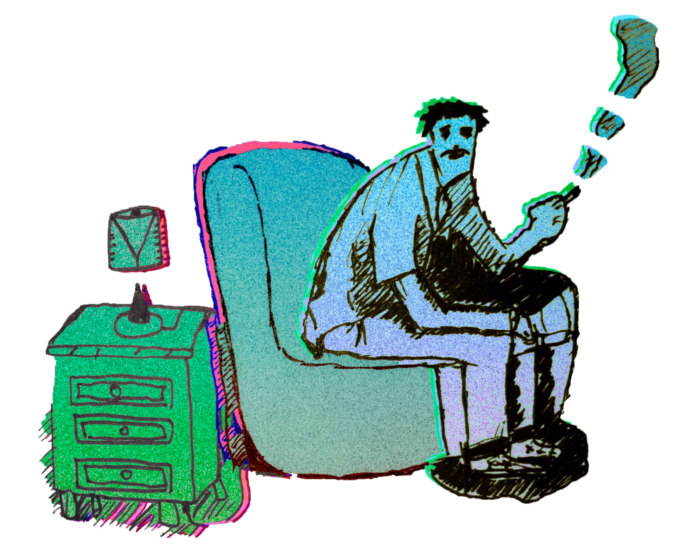 sketch_character - second break for a cigarret but now in sofa