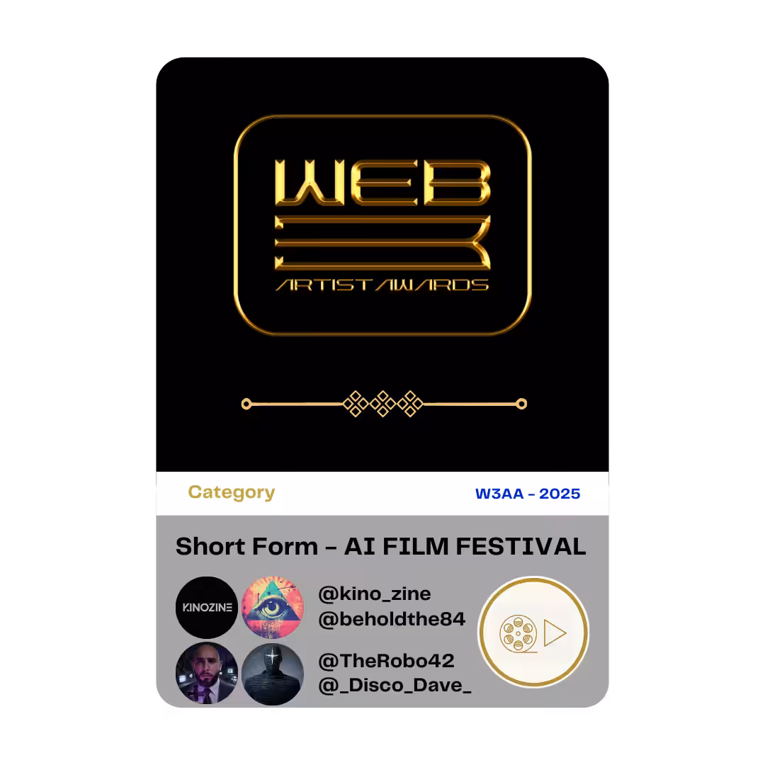 Award 10 - AI Film Festival - Short Form - @TheRobo42, @kino_zine @beholdthe84 & @_Disco_Dave_
