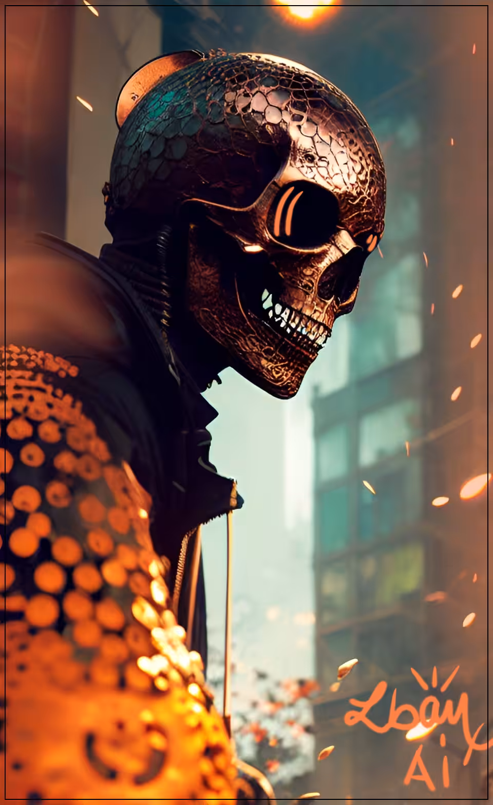 Thoughtful Orange Skull