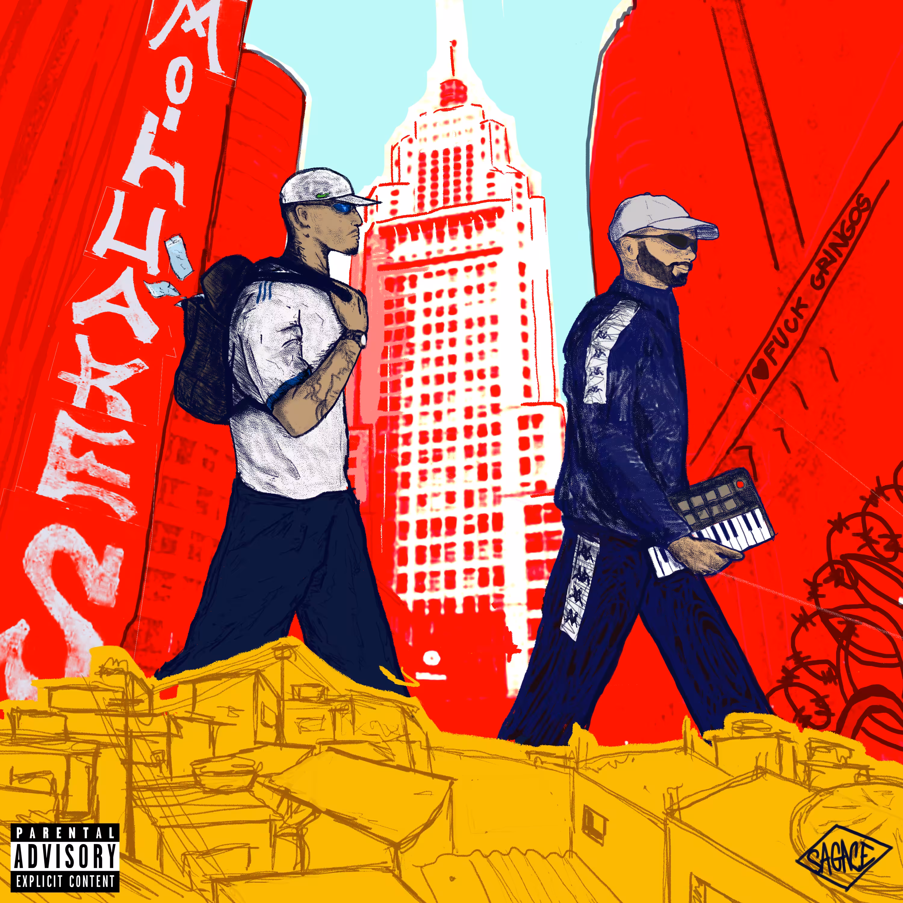 Two guys walking for music