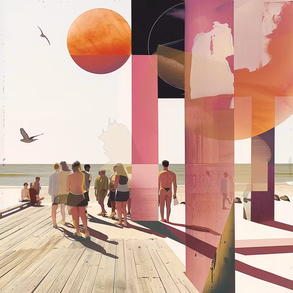 at the beach, the boardwalk