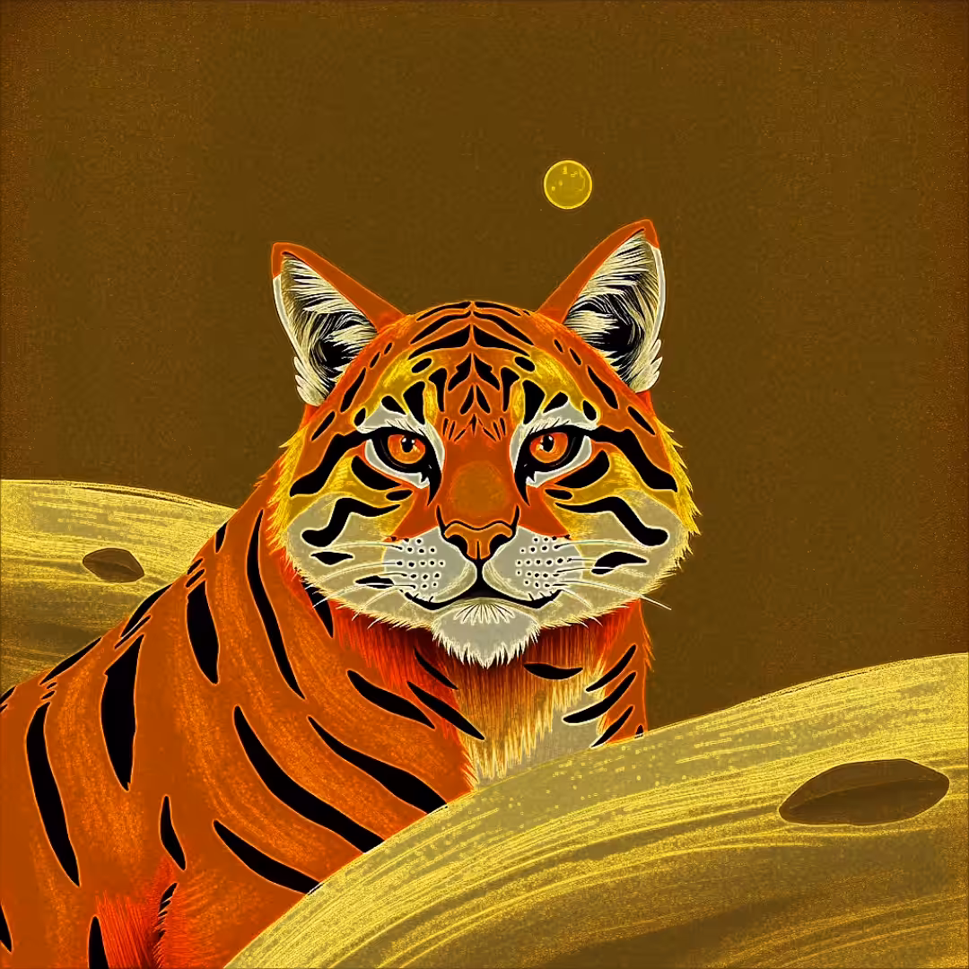 Mystery Art : Ethereal Tiger in a Golden Realm