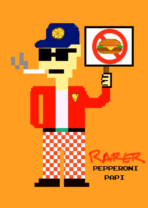 NFT PAPI #5 -  RARER "PEPPERONI PAPI"  NFT PAPT X RARE PIZZAS EDITION 1/1