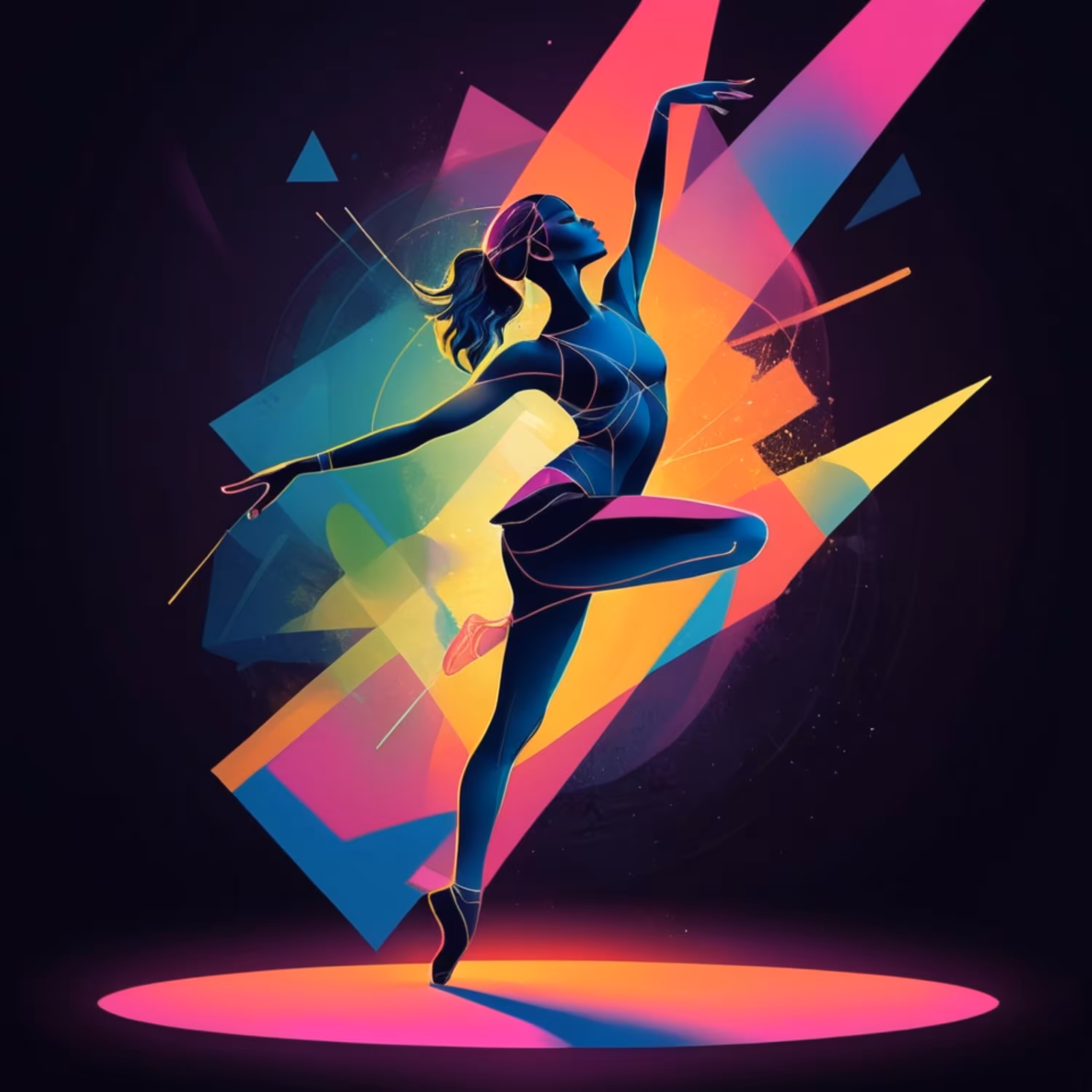 Dancer woman neon art,05