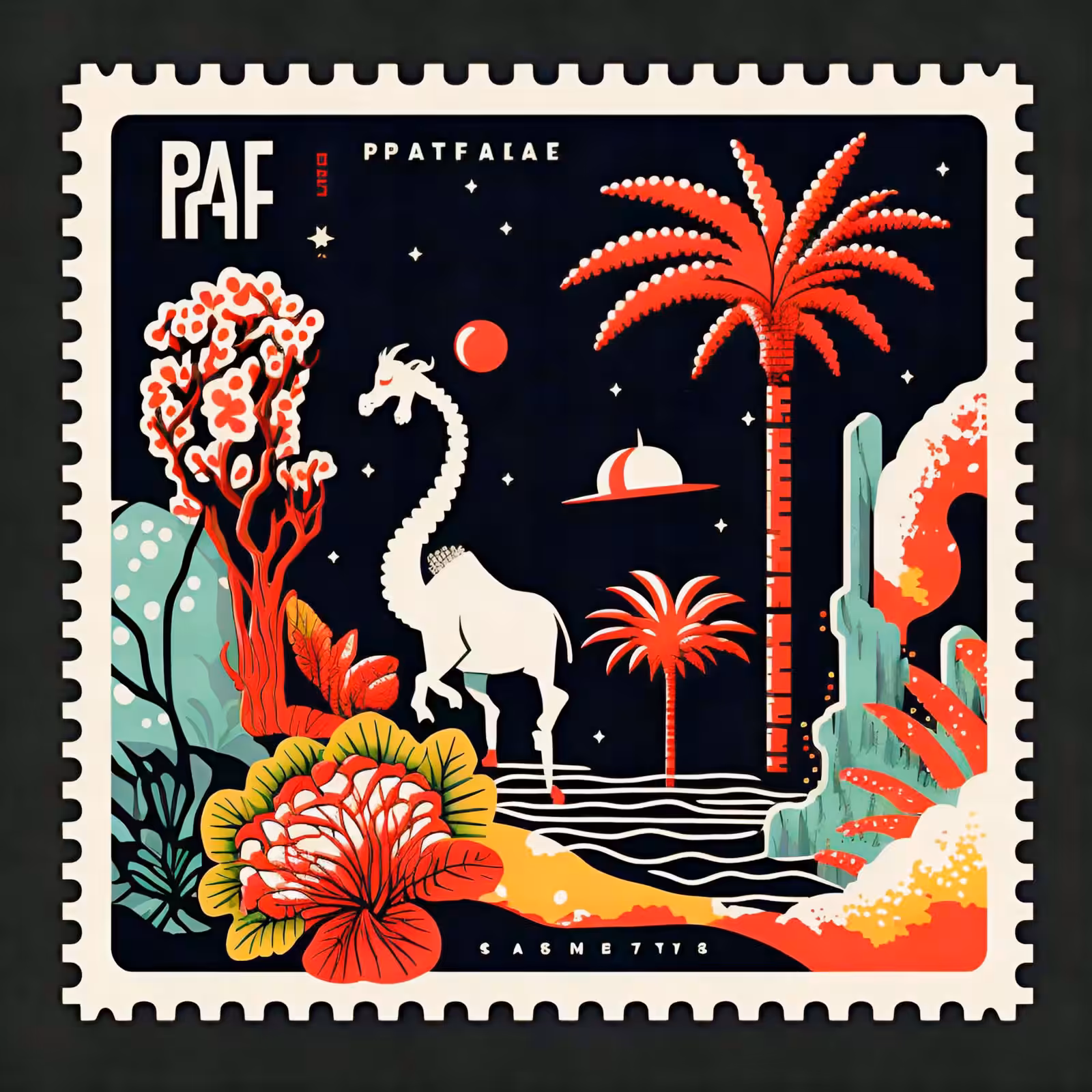 stamp from the dimension of the giraffeosaurus