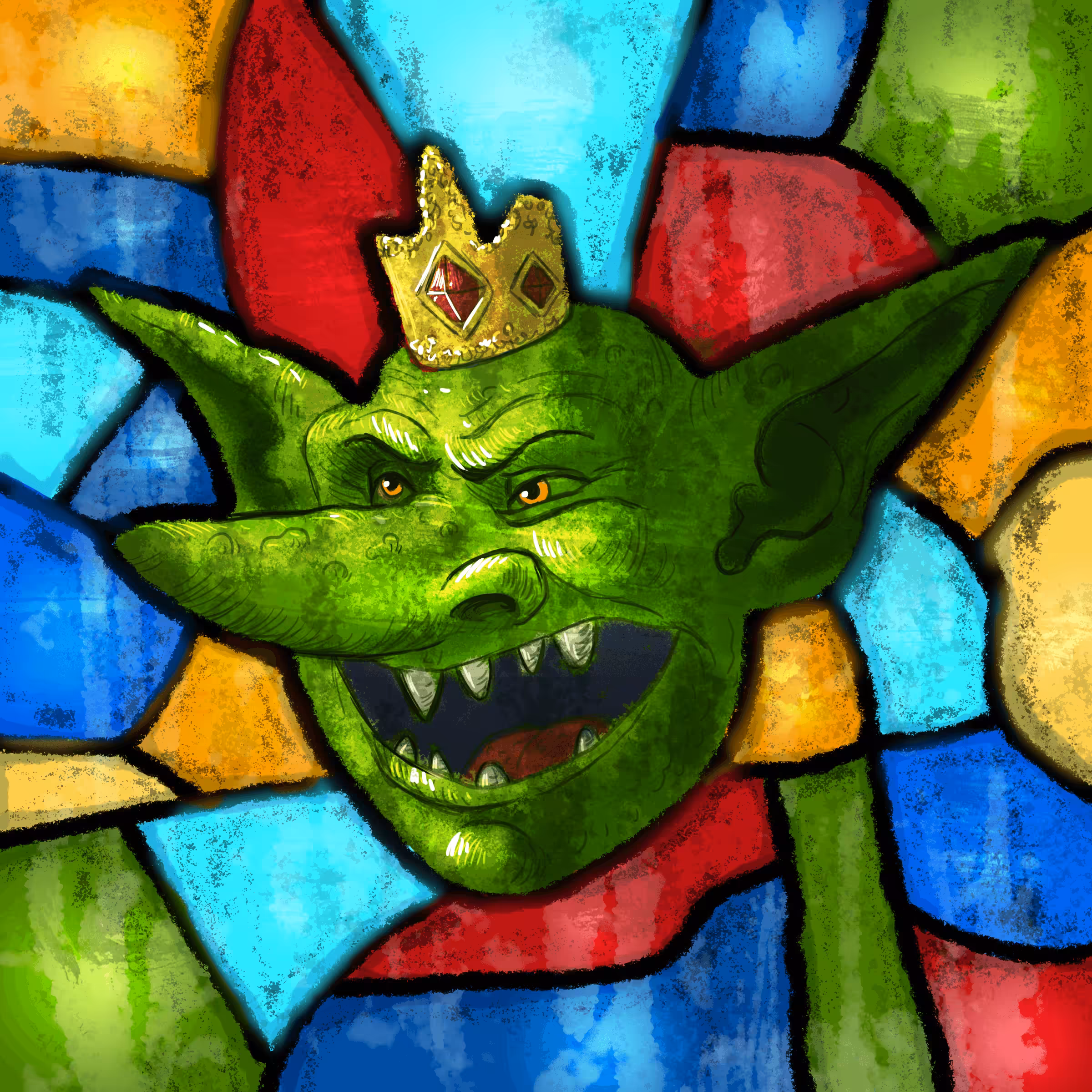 Stained Glass Portrait #3 - The Lil' King (Unique, 1/1)
